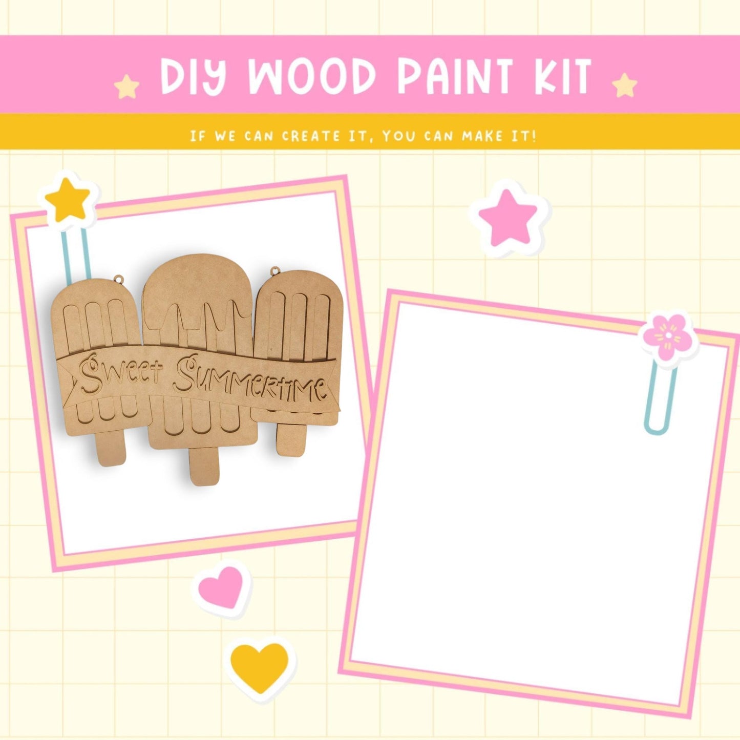 a wooden cutout of two elephants on a table