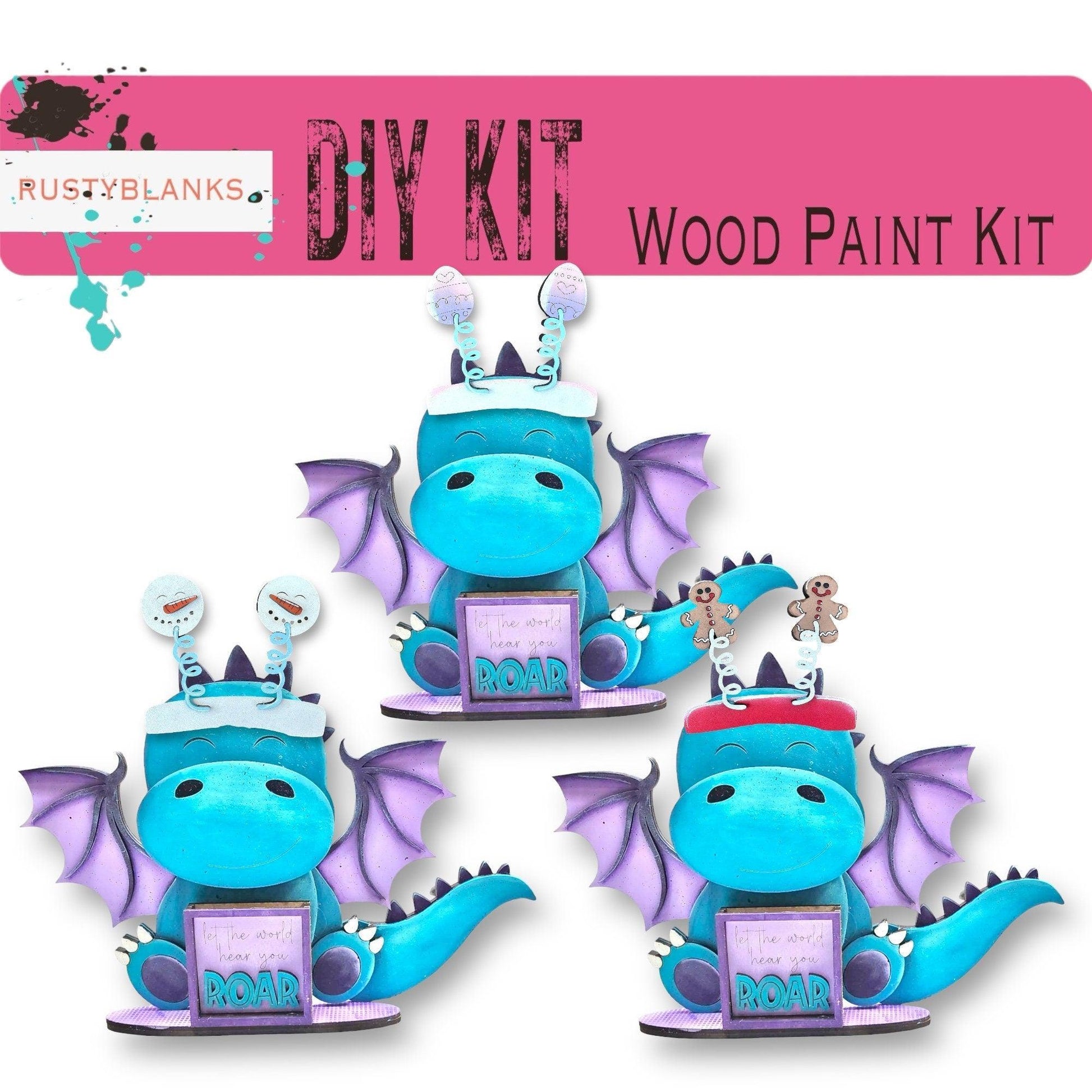 Dragon with 12 Interchangeable Seasonal Hats, Insert and tile holder, Season DIY Decor - RusticFarmhouseDecor