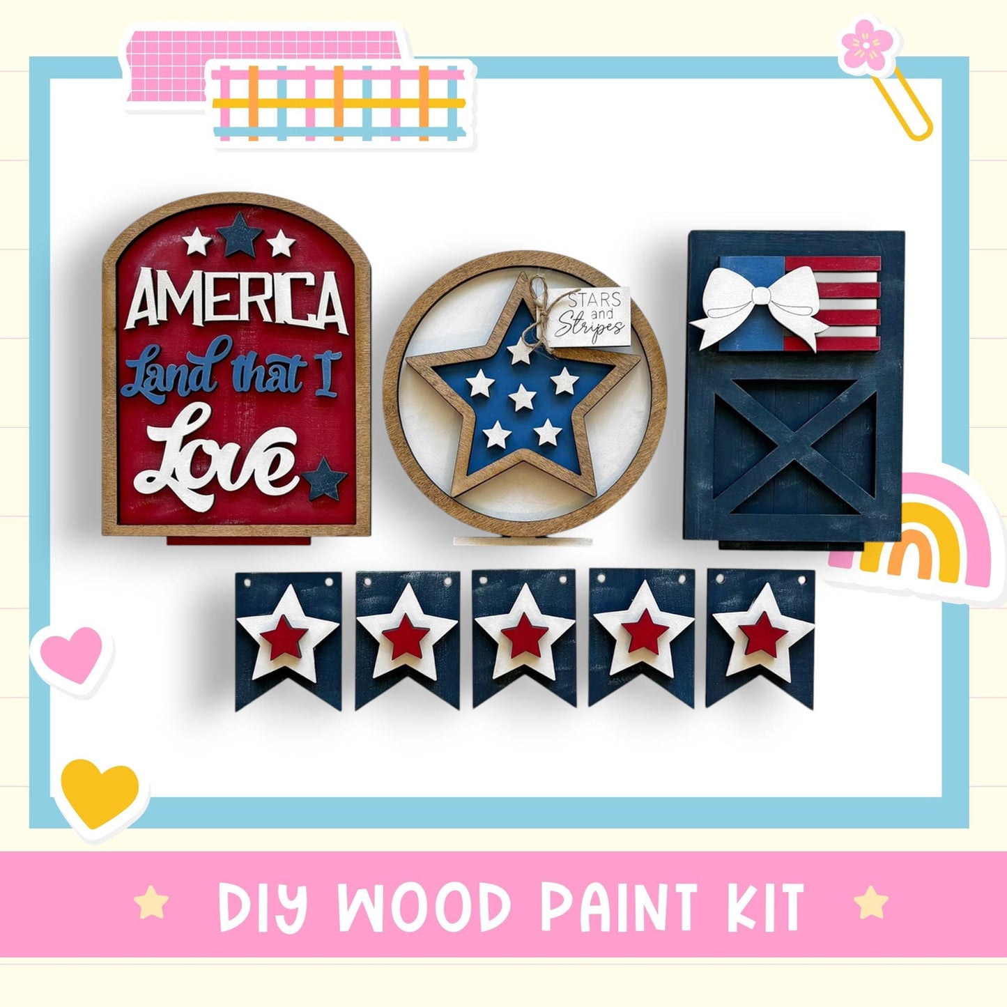 a picture of some patriotic items on a white background