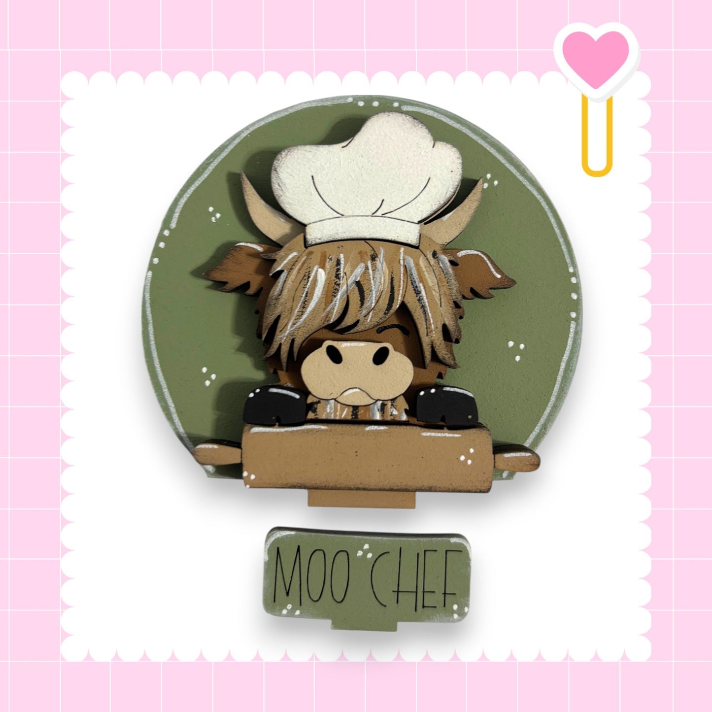 A cartoon cow wearing a chef's hat, with the text "MOO CHEF" below it, is depicted in the image.