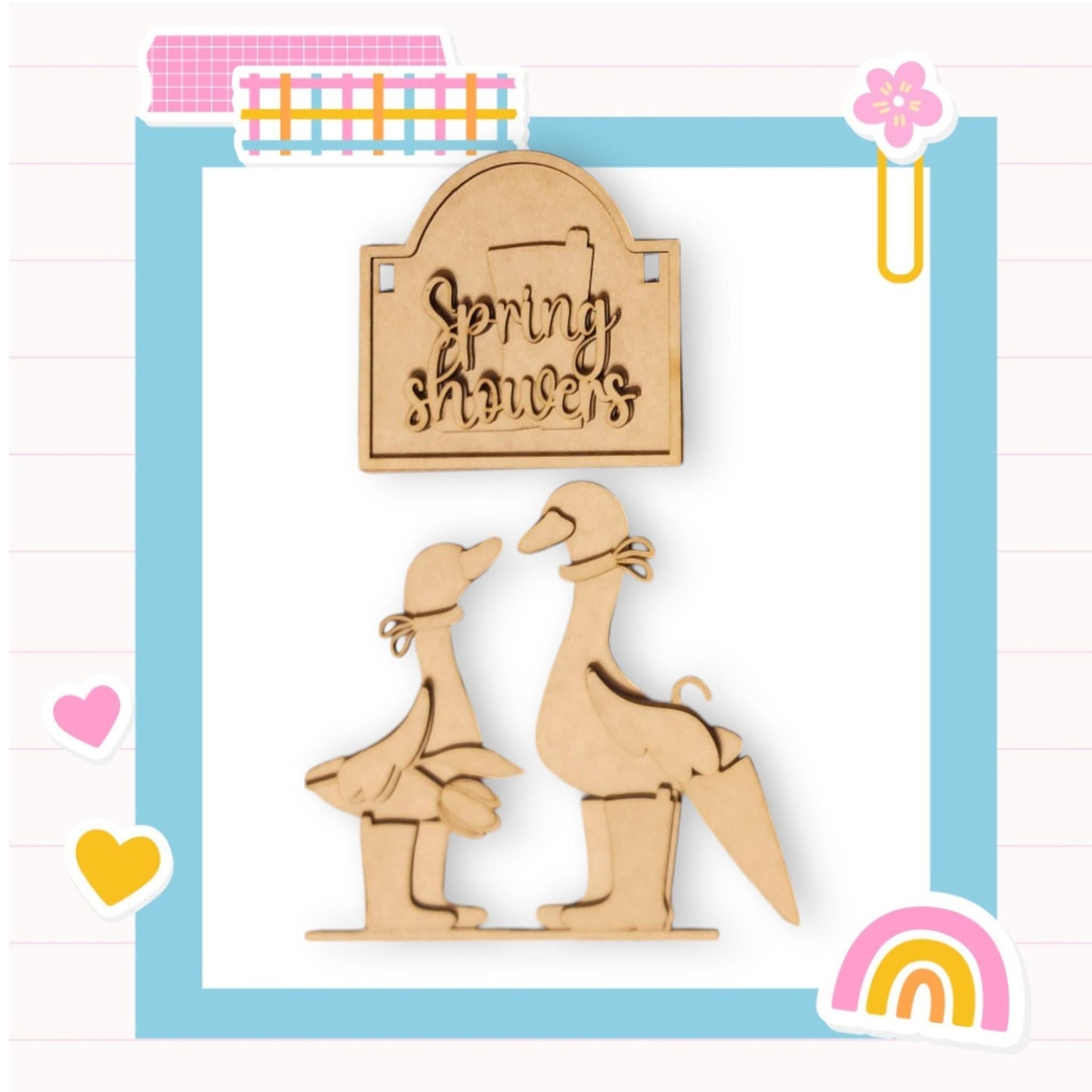 a picture of a couple of birds with a sign that says spring showers