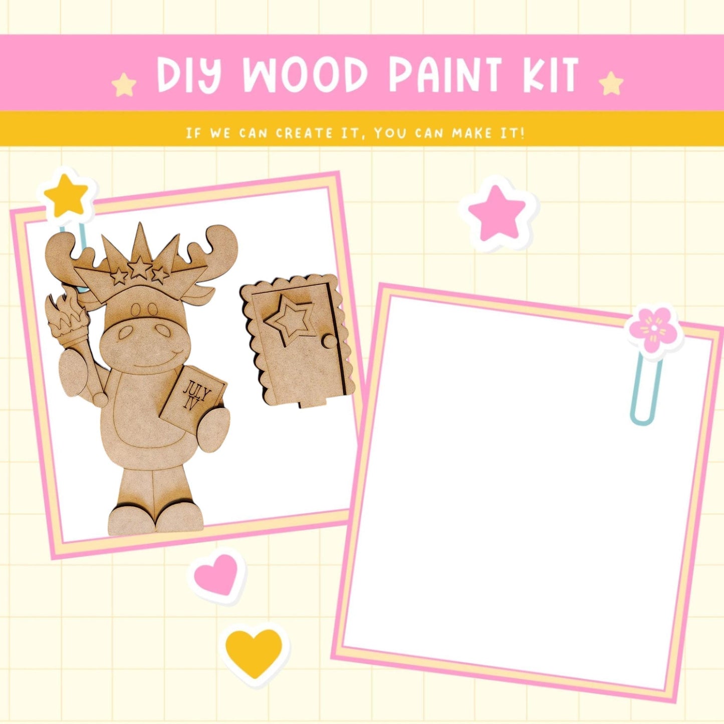 a wooden craft kit with a picture of a moose