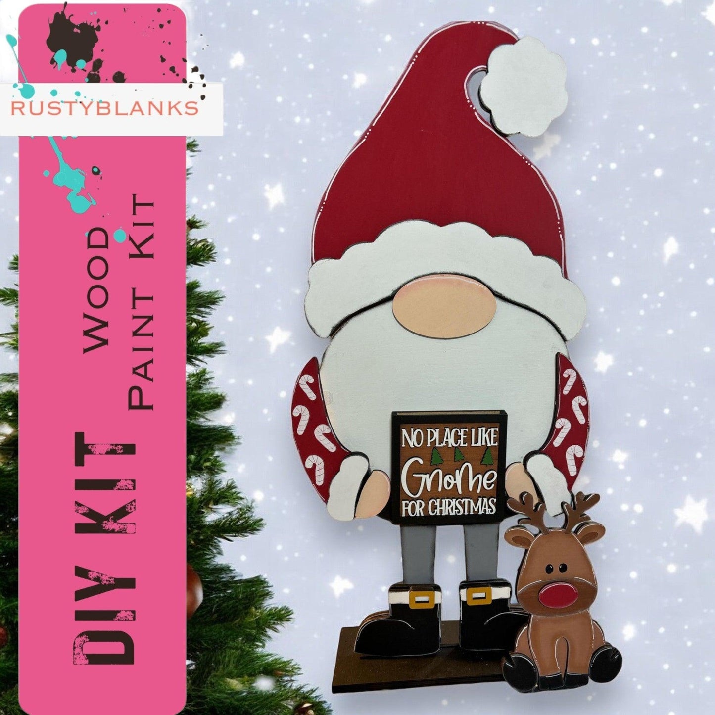 a christmas ornament with a santa clause holding a sign