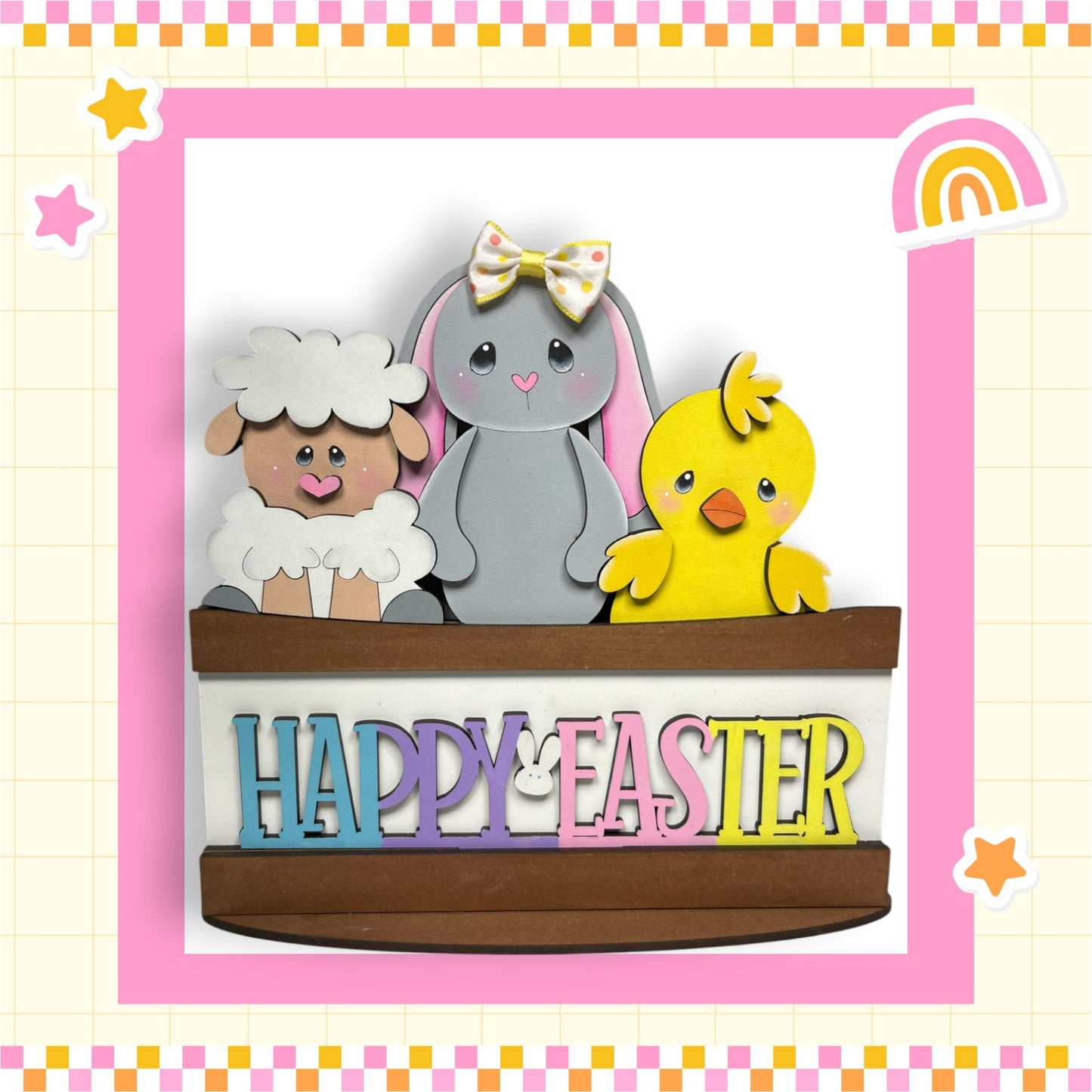 a picture of a happy easter card with animals