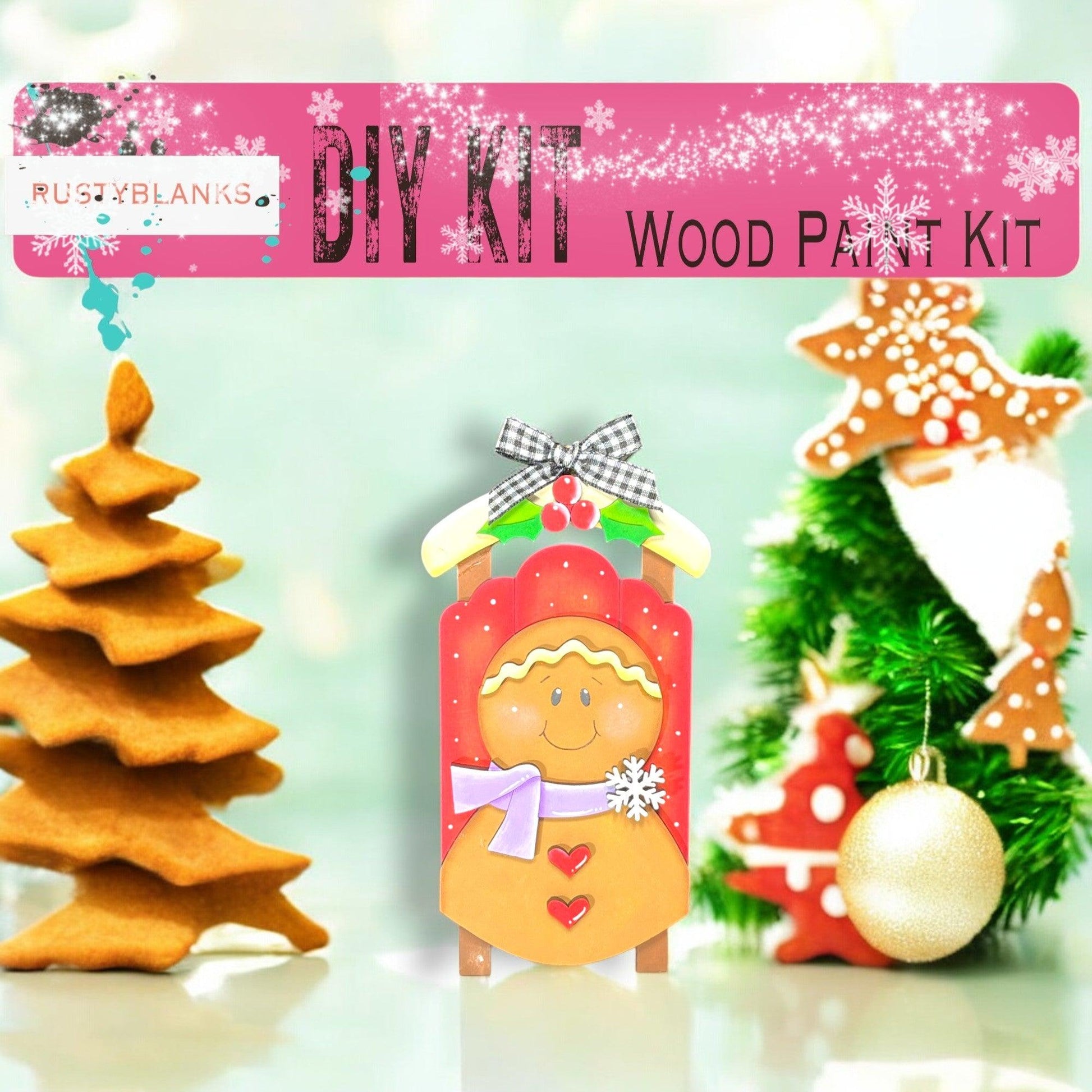 a group of wooden christmas decorations on a table