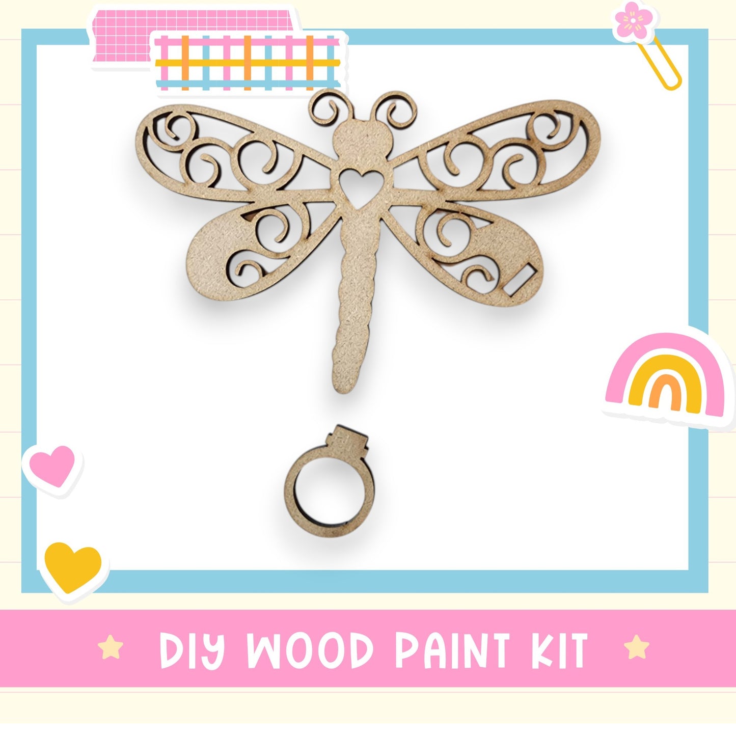 a wooden craft kit with a dragon on it