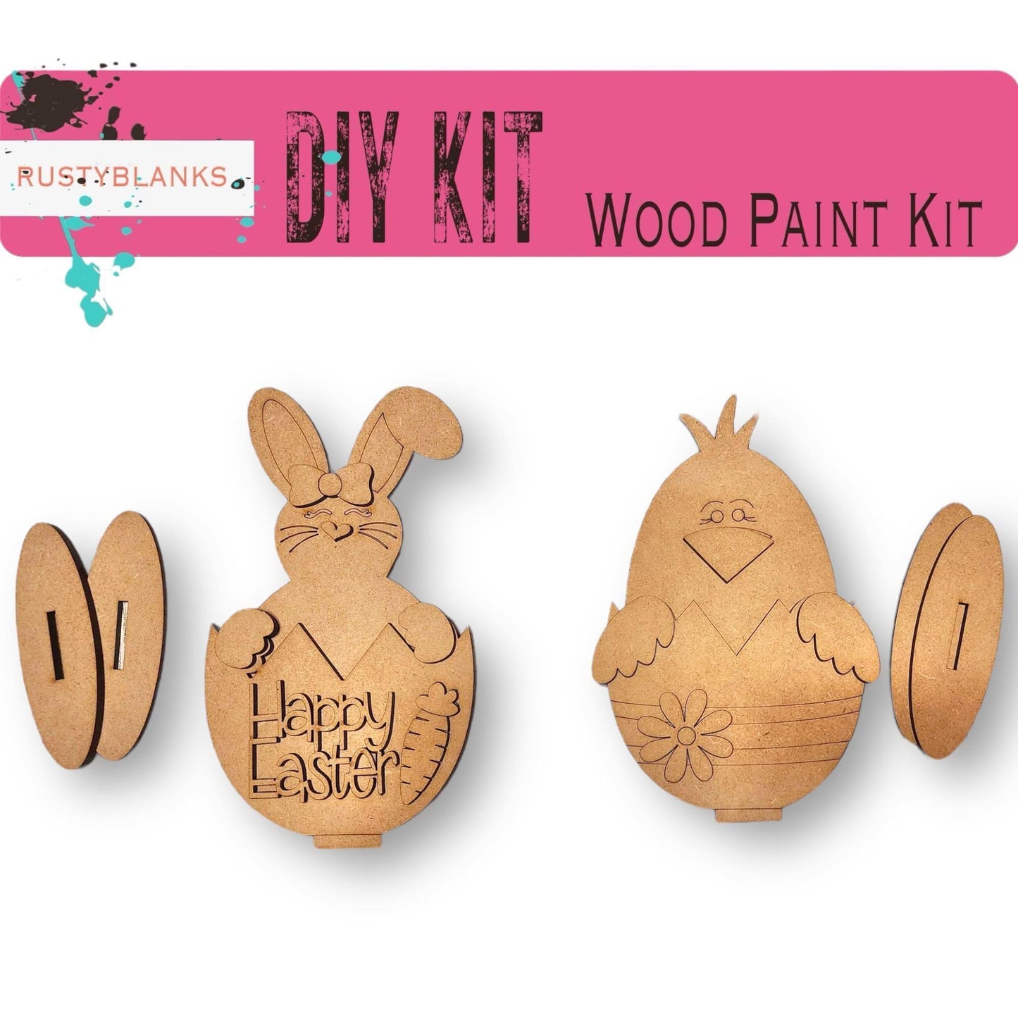 Easter Egg Duo, Bunny and Chick DIY Shelf Sitter Kit - RusticFarmhouseDecor