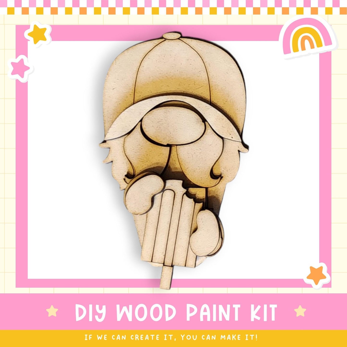 a wooden cutout of a woman's head