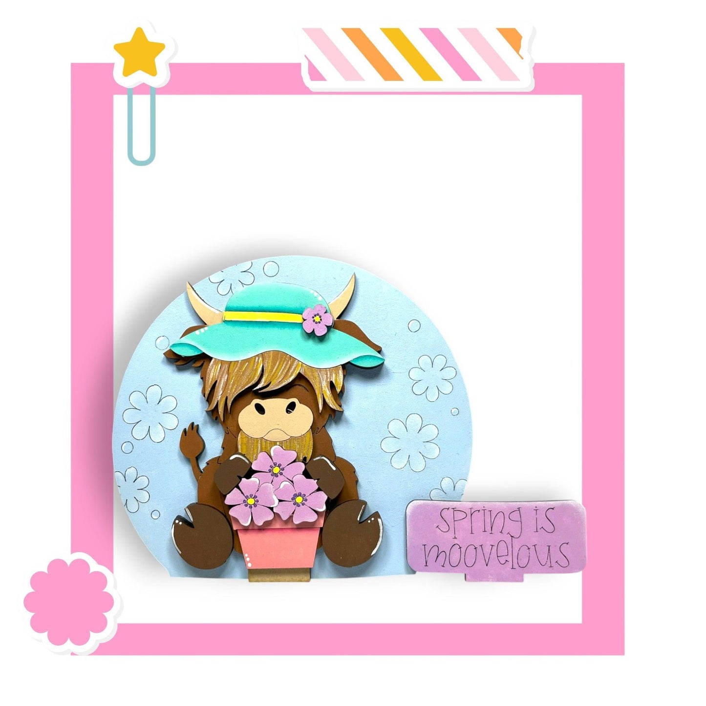 a card with a picture of a bear holding a bouquet of flowers