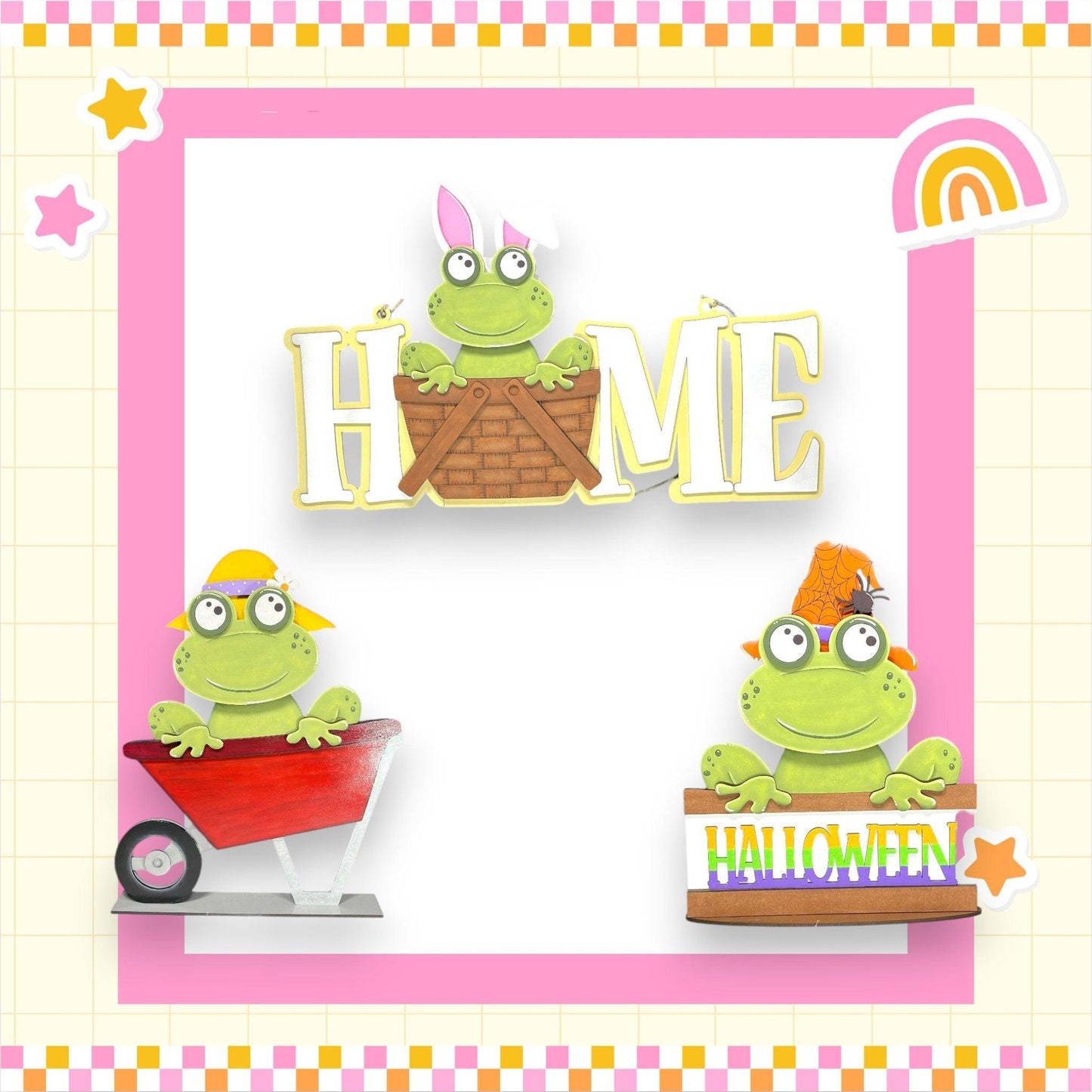 a picture of a couple of frogs in a wagon