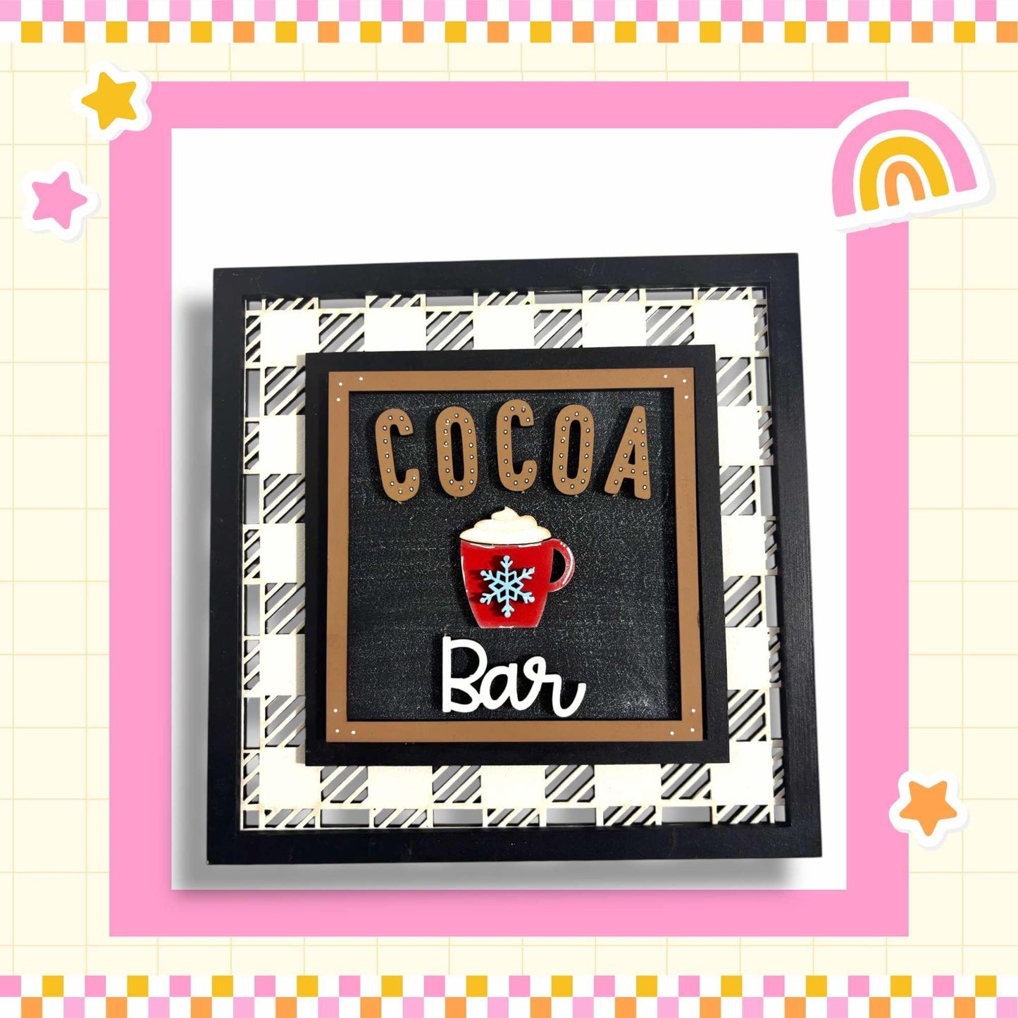 a picture of a picture of a sign that says cocoa bar
