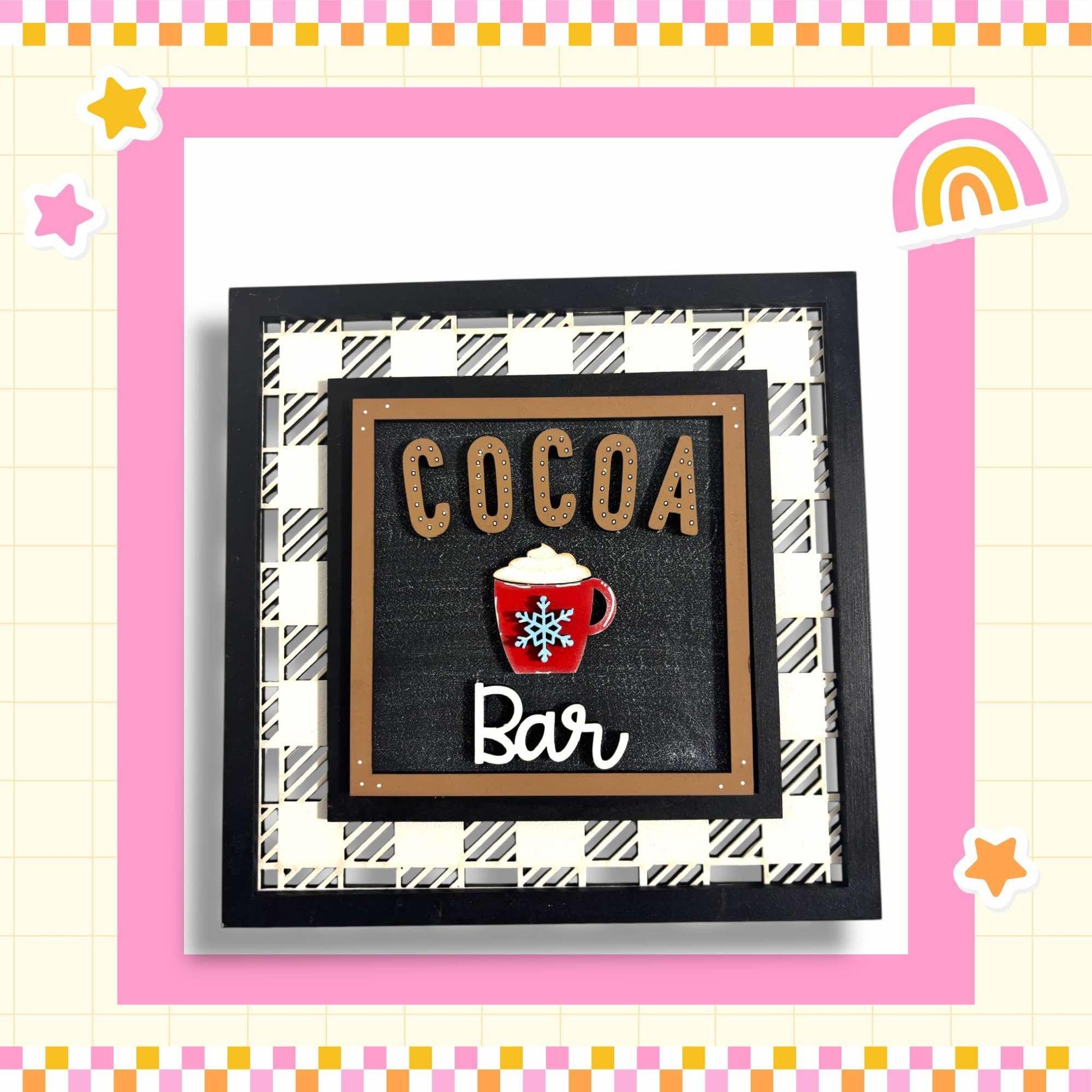 a picture of a picture of a sign that says cocoa bar