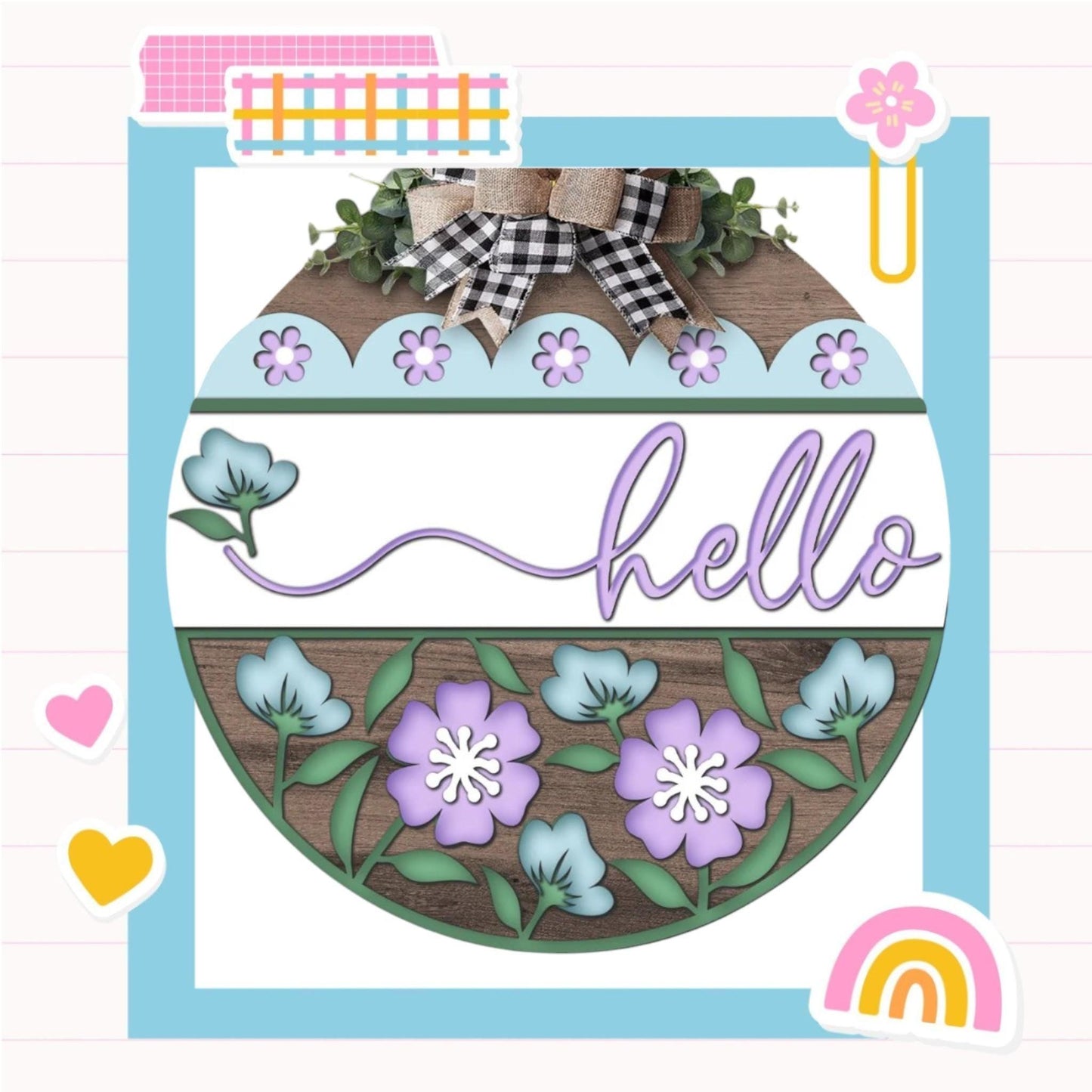 a picture of a hello hello sign with flowers