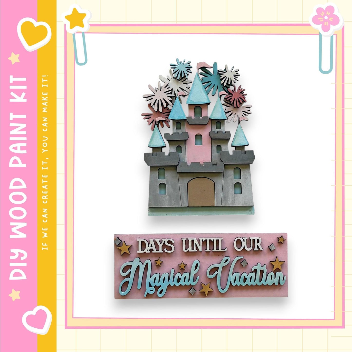 a wooden castle with a sign that says "DAYS UNTIL OUR MAGICAL VACATION".