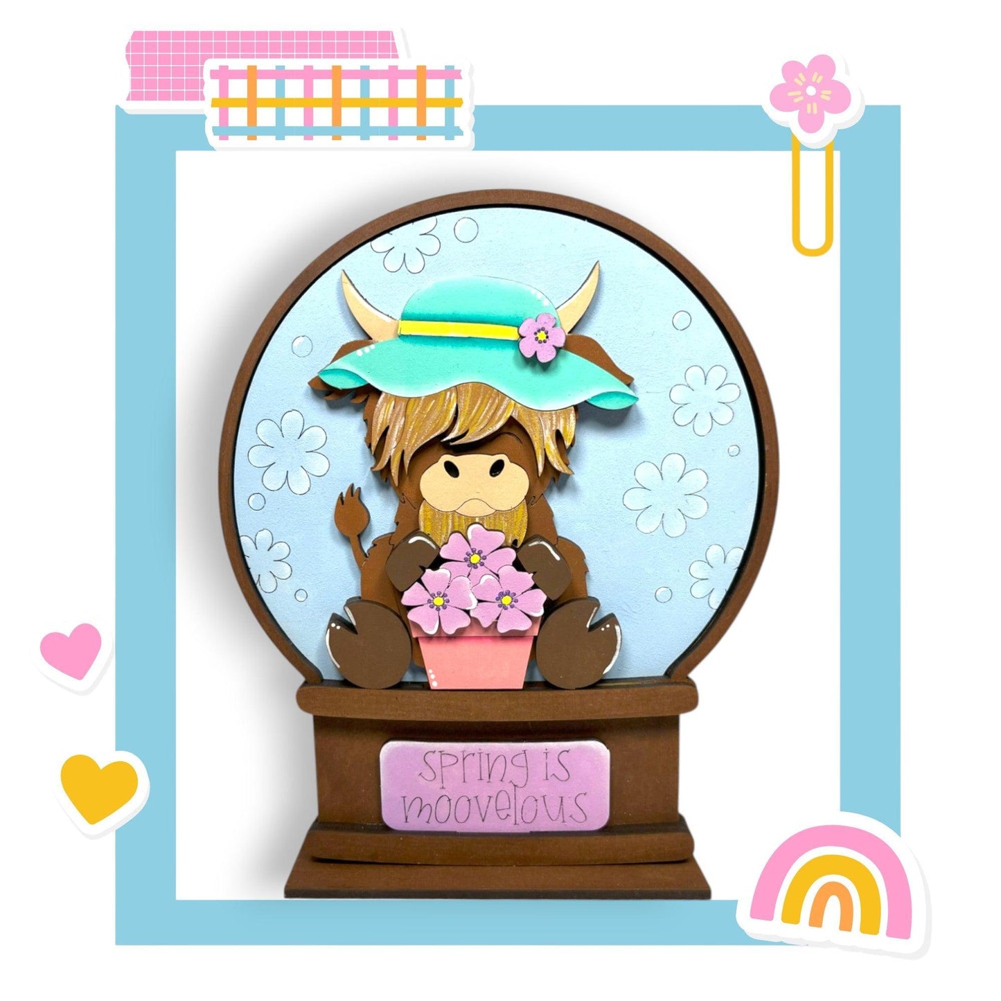 a card with a picture of a girl holding flowers