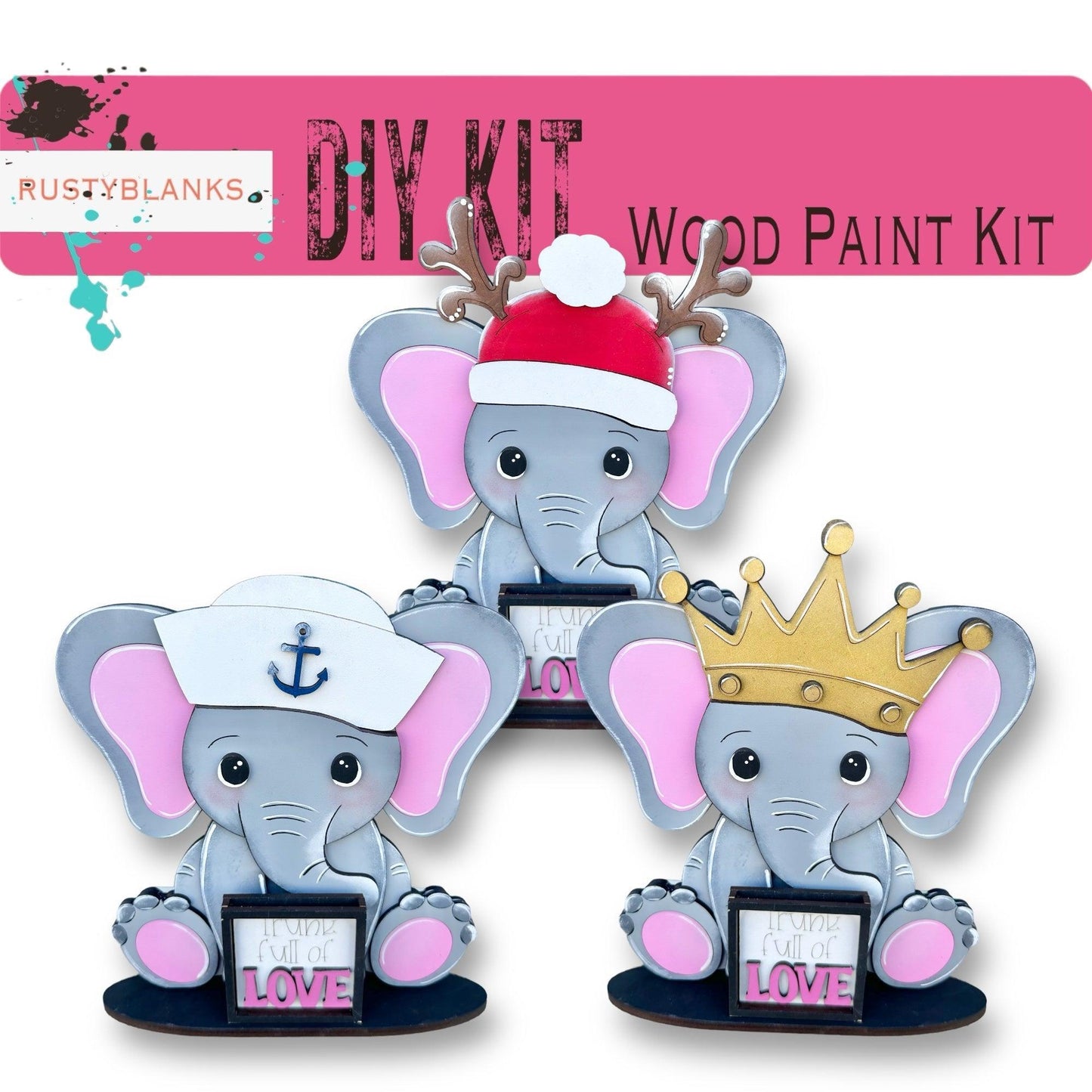 a couple of elephants with a crown on their heads