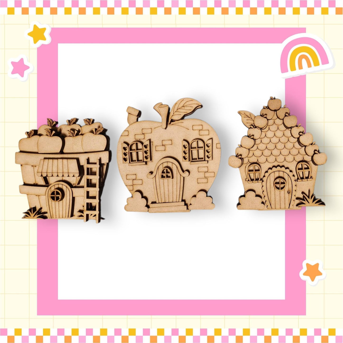 a picture of some wooden toys on a table
