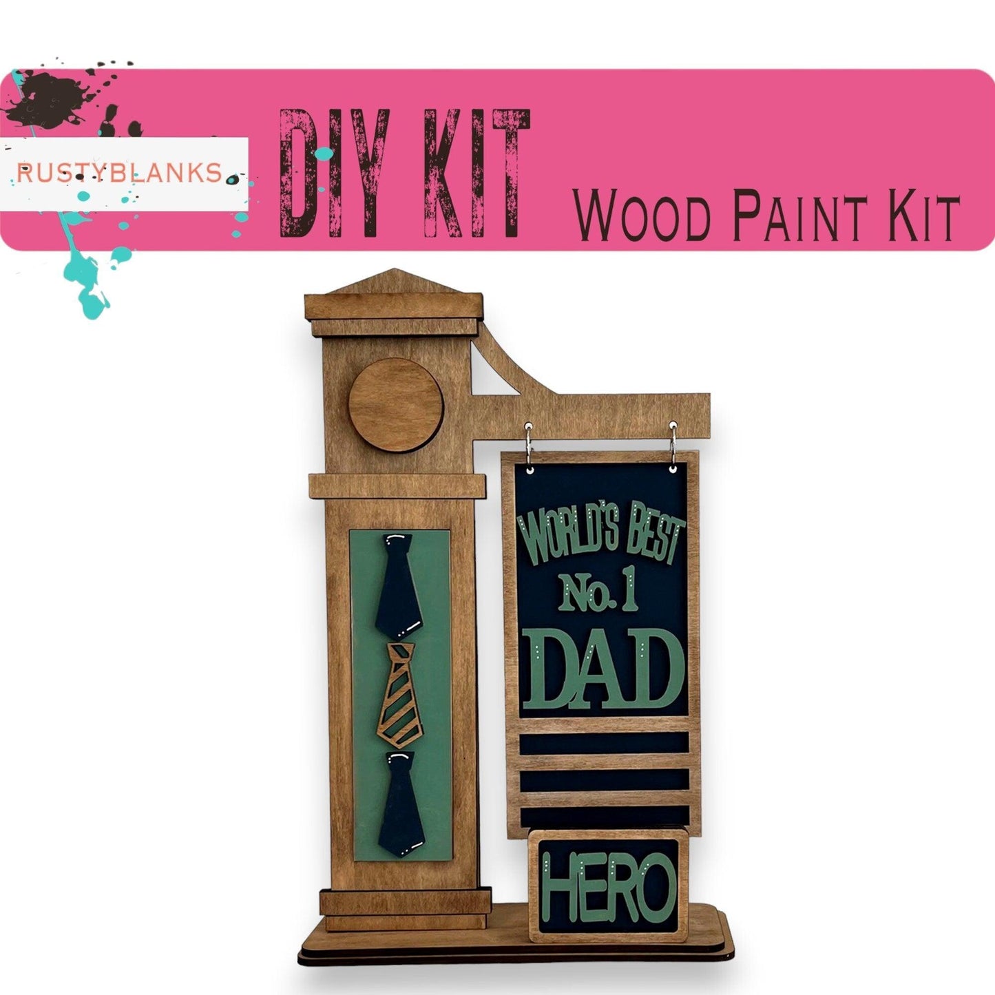 Father's Day Mini Interchangeable Post Insert, Worlds Best Dad - RusticFarmhouseDecor