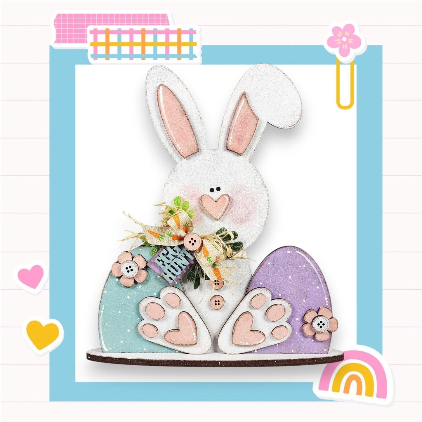 a picture of a bunny with a basket of eggs