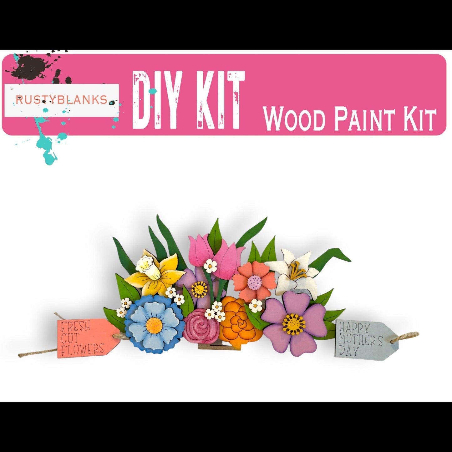 DIY Wildflowers Insert for the Interchangeable Flower Basket Decor , Wood Blank for Painting, Mother's Day RusticFarmhouseDecor