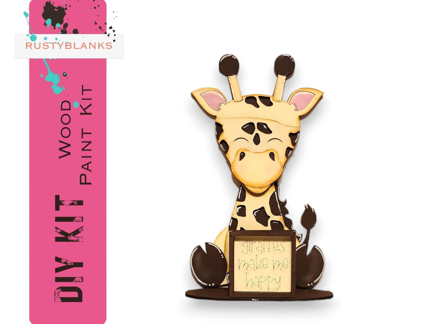 Giraffe Interchangeable Animal with 13 Interchangeable Seasonal Hats, Insert and tile holder, Season DIY Decor - RusticFarmhouseDecor