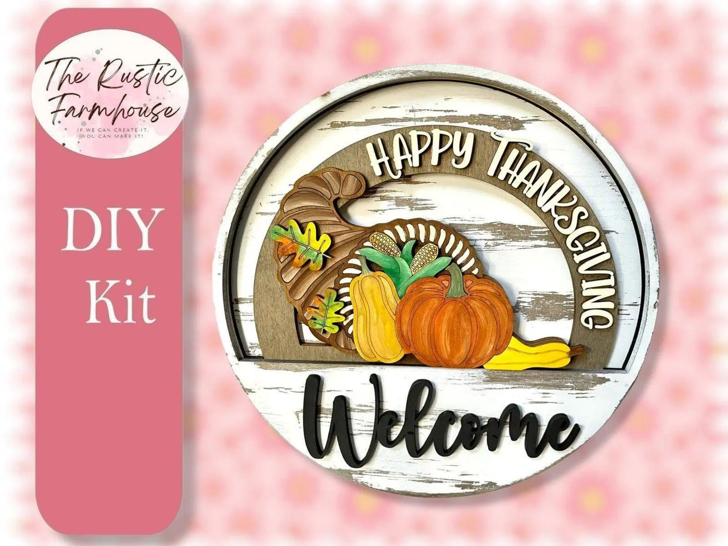 Happy Thanksgiving Insert for Welcome sign, 11 inch Door hanger, DIY Interchangeable door hanger insert , Welcome Door Hanger - RusticFarmhouseDecor