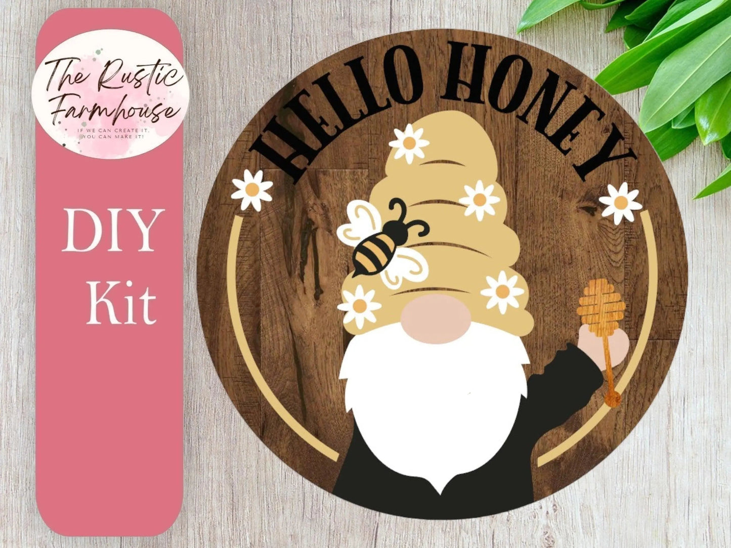 Hello Honey Door Hanger, Unfinished DIY Wood Kit, Blanks to Decorate Home Decor, DIY Gnome Door Hanger - RusticFarmhouseDecor