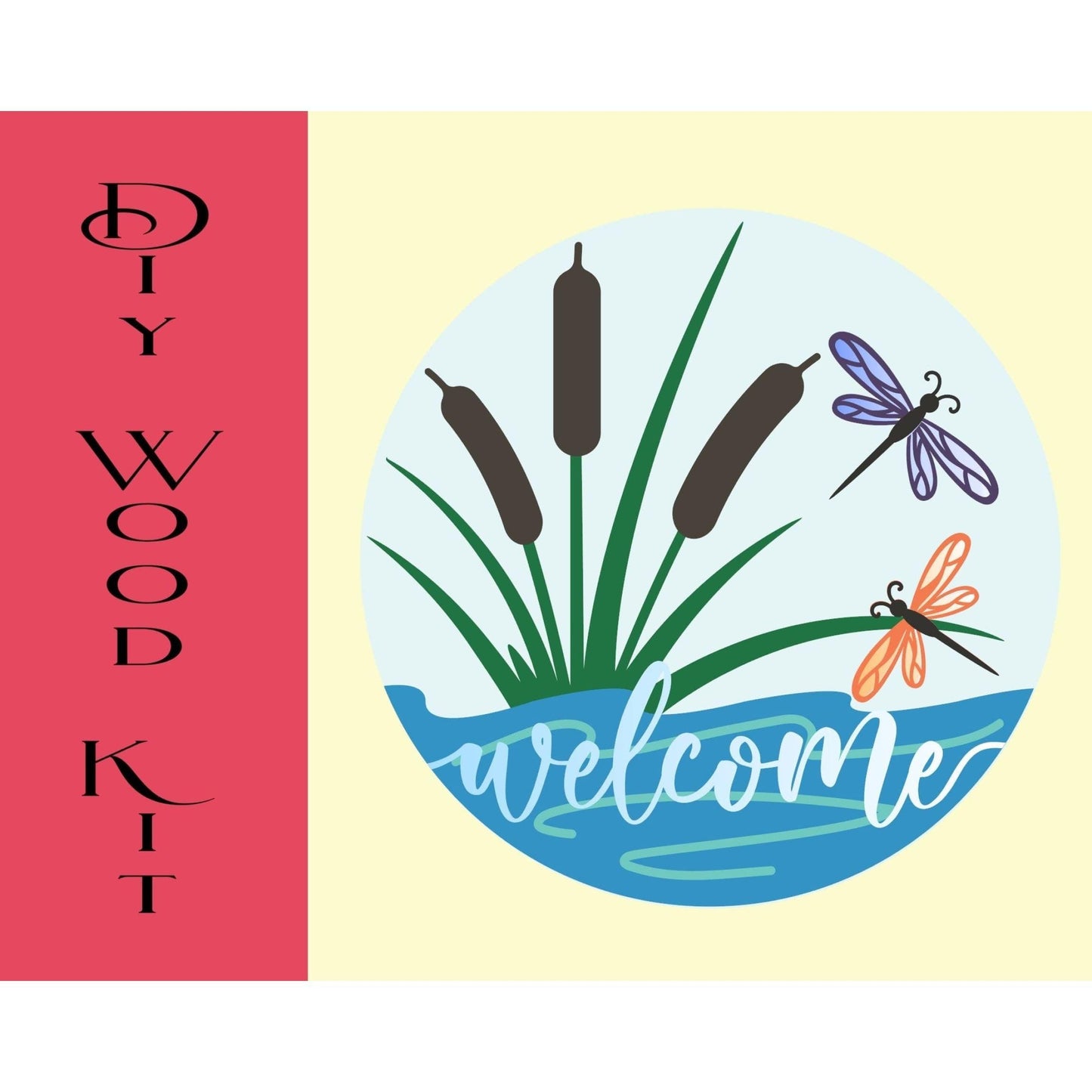 Dragonfly door sign, Welcome door sign, Summer door hanger, Dragonfly DIY sign, Welcome wooden door hanger RusticFarmhouseDecor