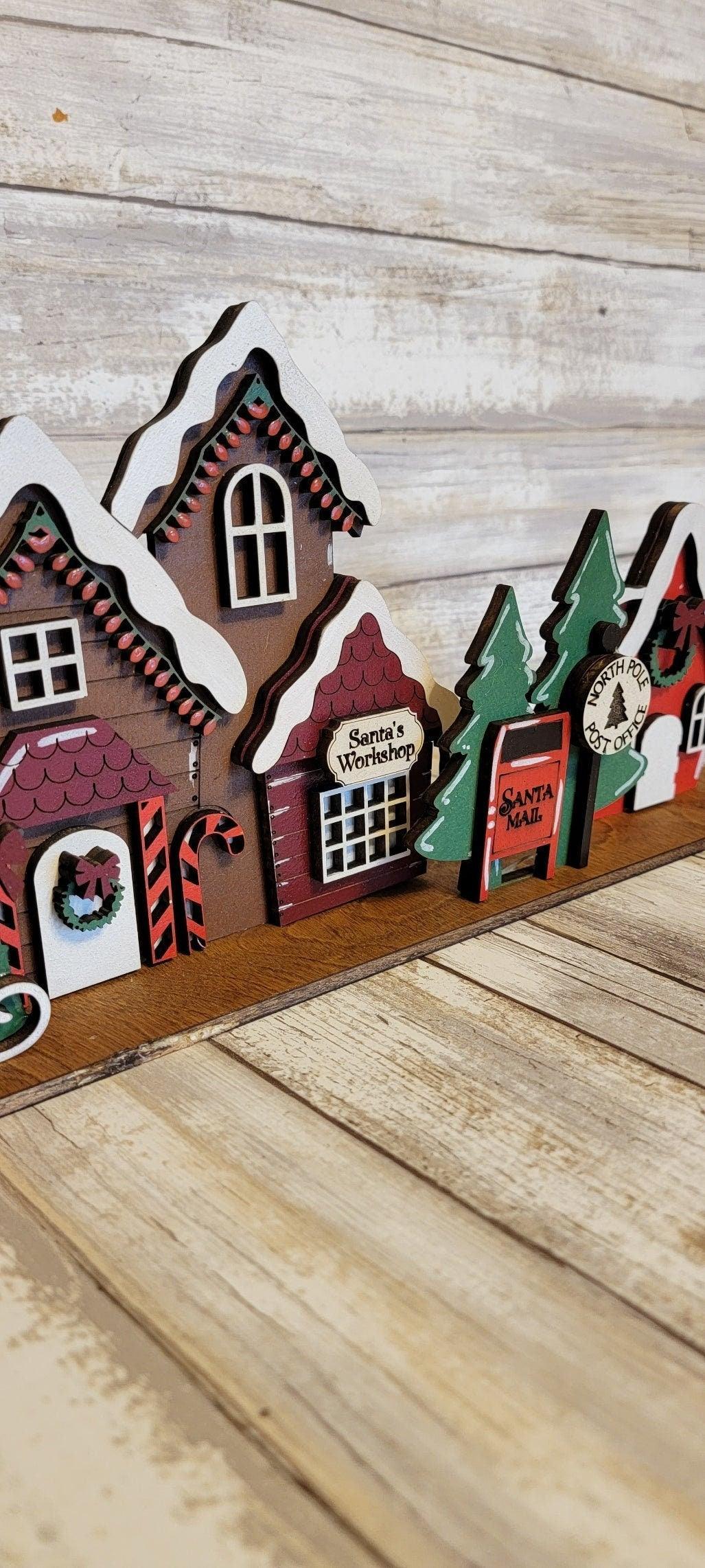 Standing Christmas Houses Santa's Village, Santa's Christmas Village, Christmas Houses Santa Decor, Santas Christmas Village Wood Blanks DIY RusticFarmhouseDecor