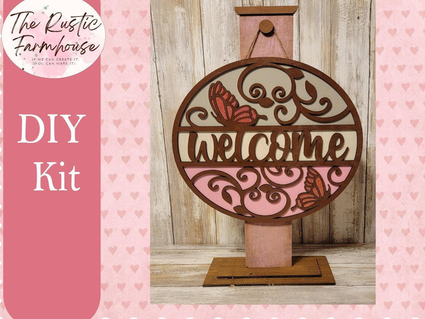 Summer Door Hanger Welcome Summer Sign with Butterfly Round Wood Door Hanger RusticFarmhouseDecor