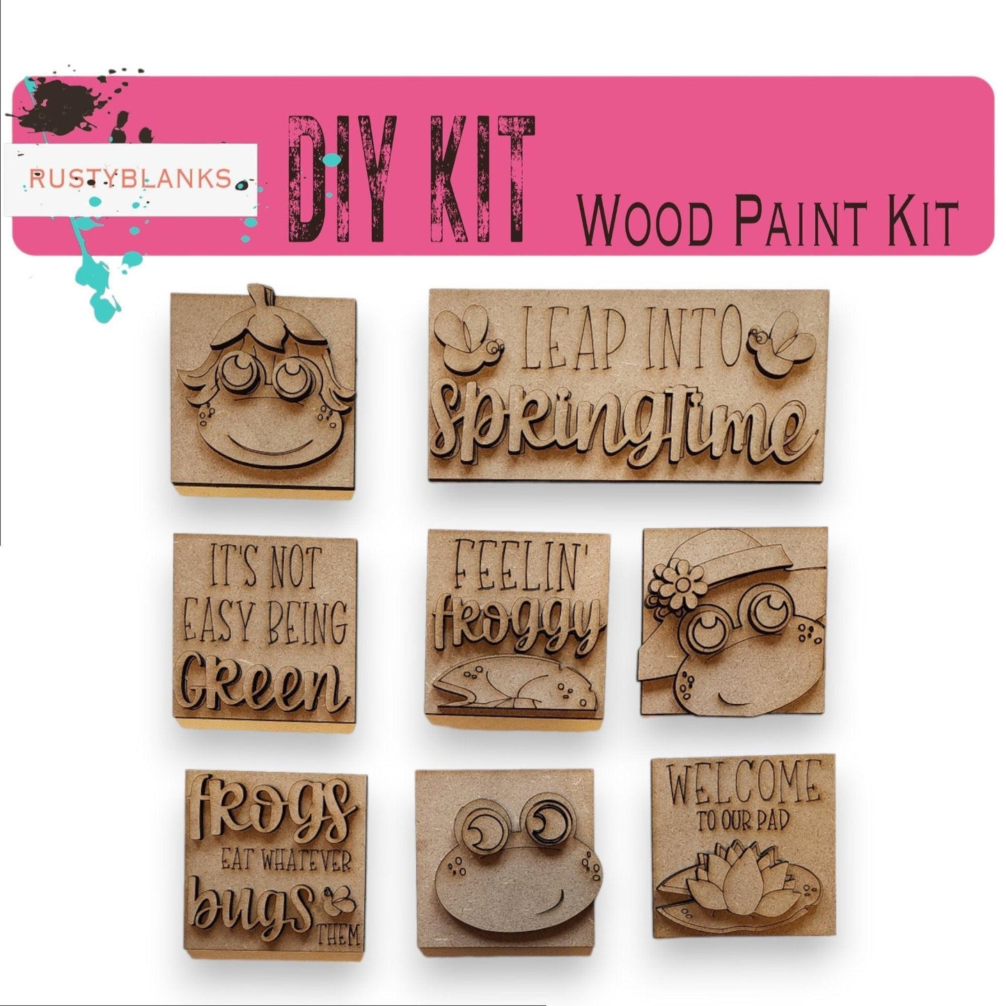 a group of wooden stamps with words on them