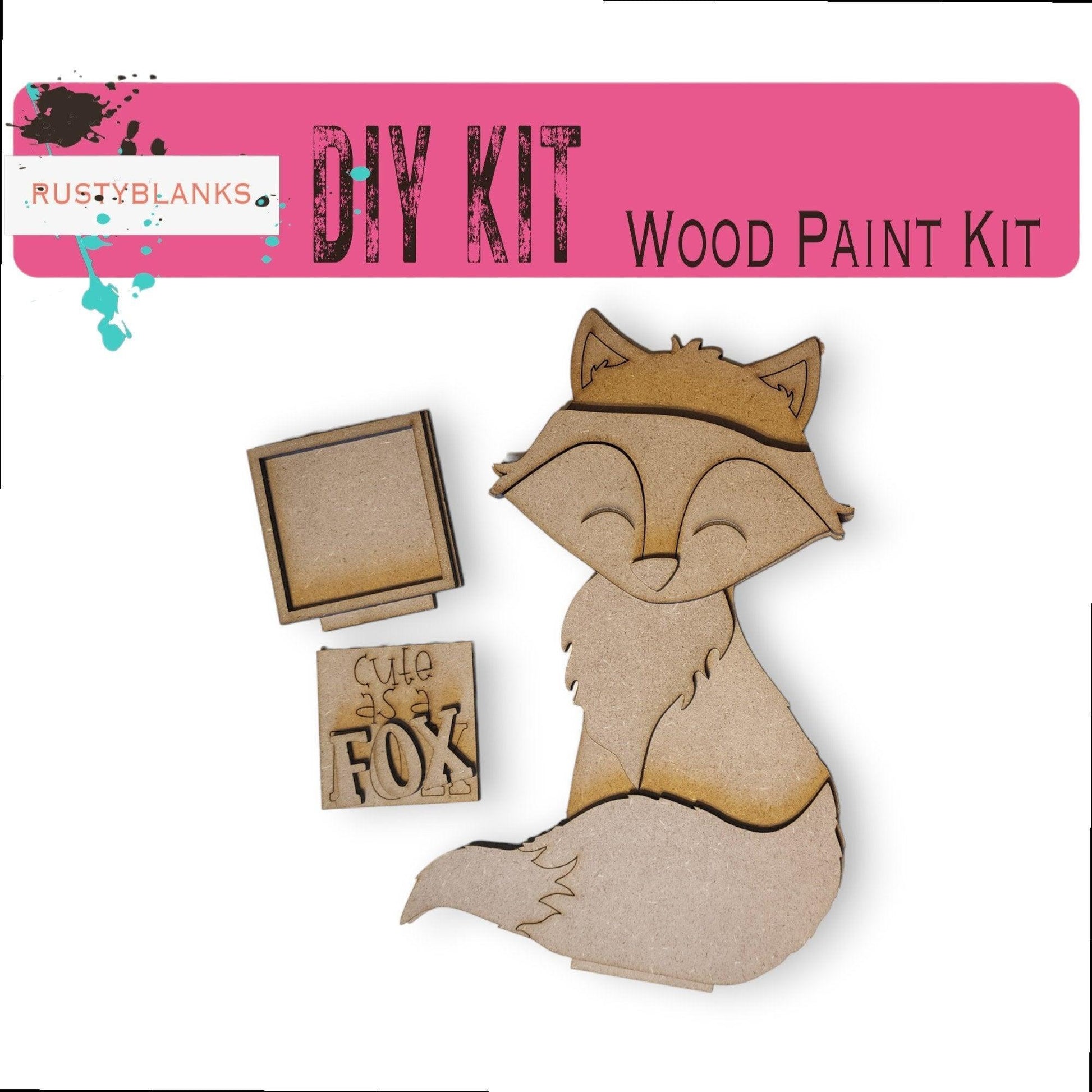 a cut out of wood with a fox and a box