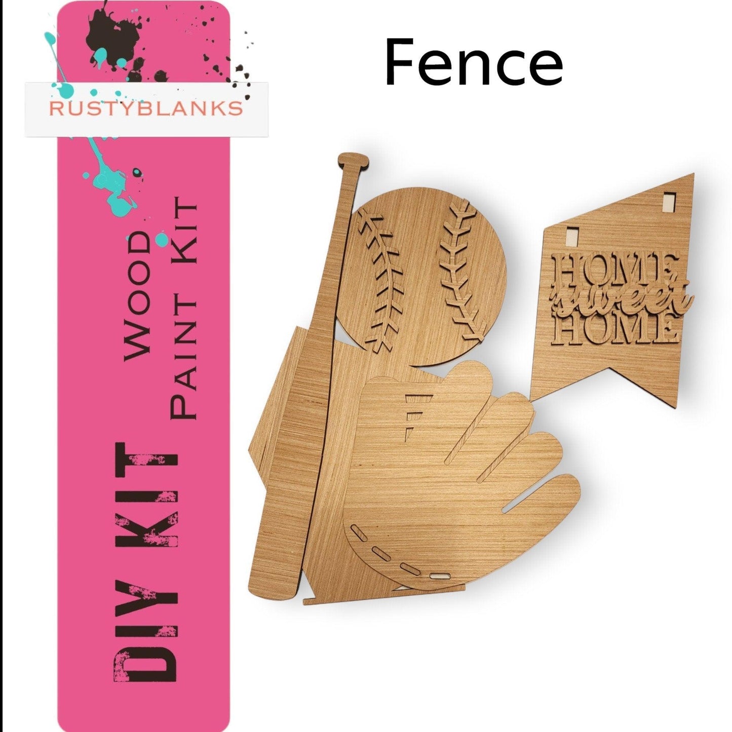 a wooden sign with a baseball bat and glove