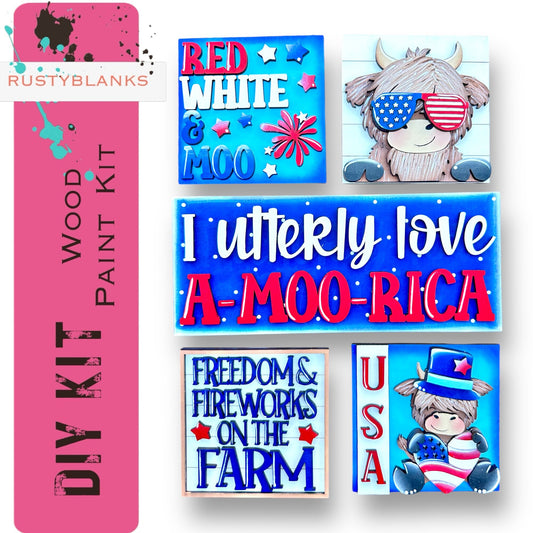 a set of four magnets featuring farm animals