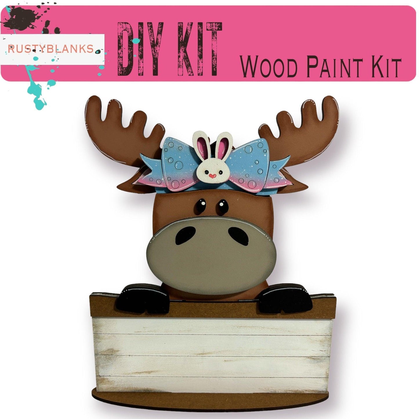 a picture of a moose with a bow on it's head