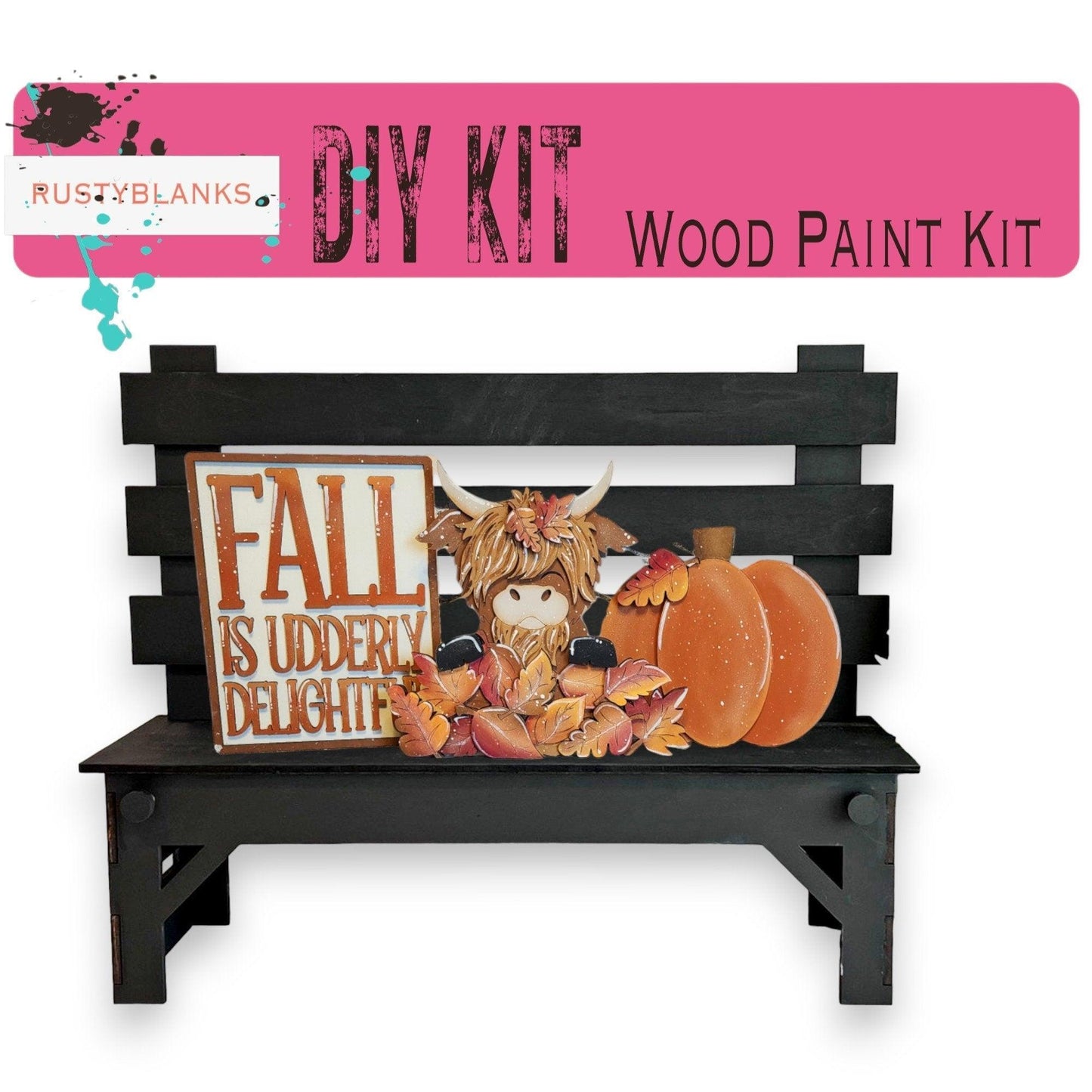 a wooden bench with a sign that says diy kit