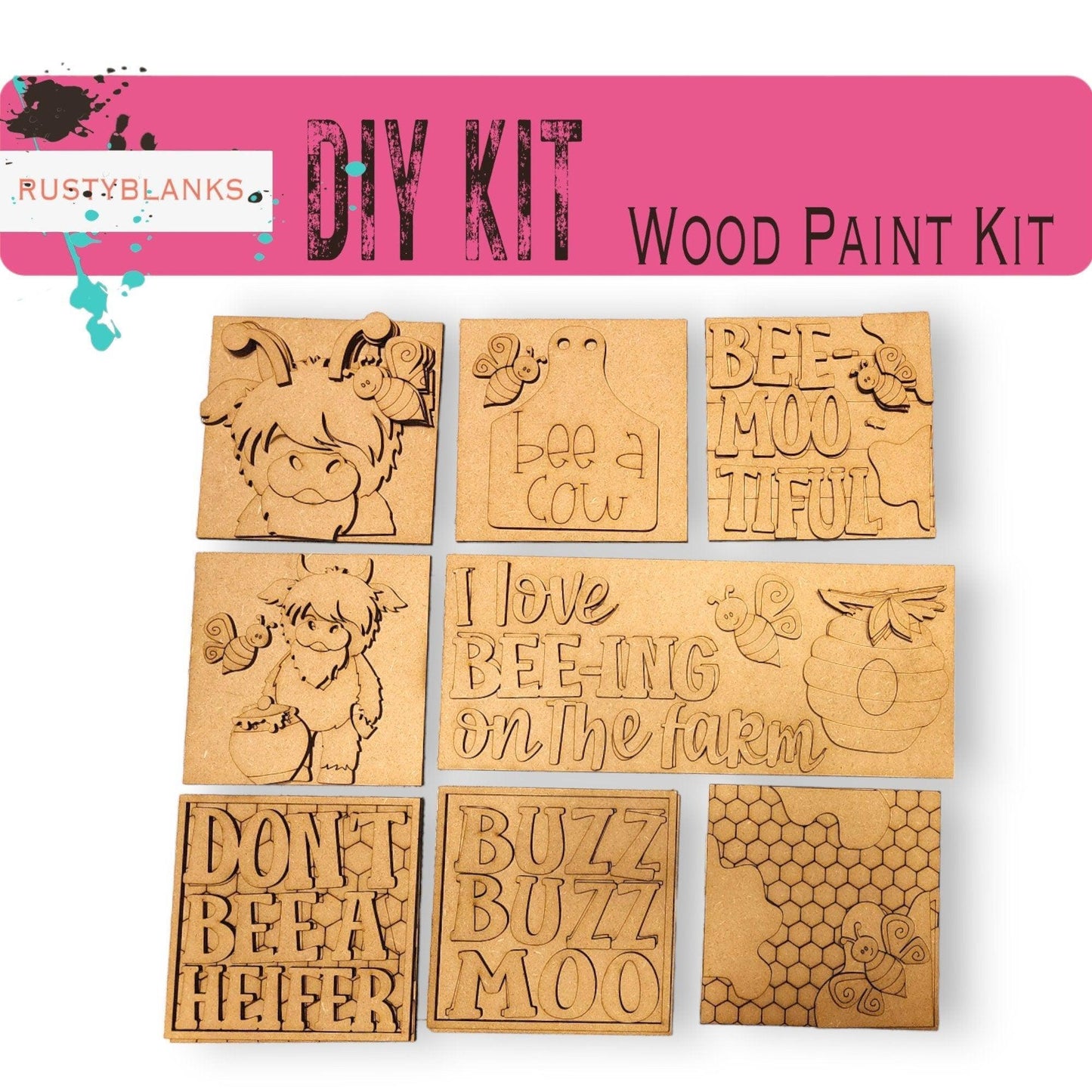 a group of wooden stamps with words on them