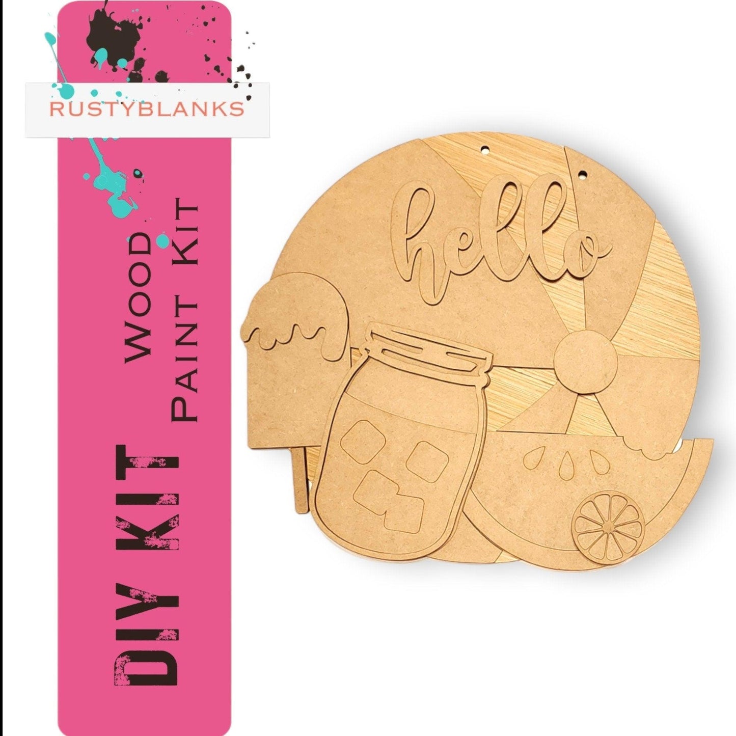 a wooden cutout of a pig with two glasses