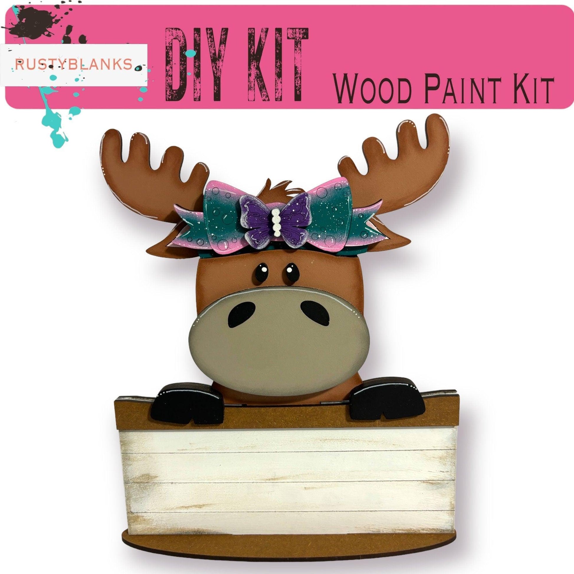 a picture of a moose with a bow on it's head