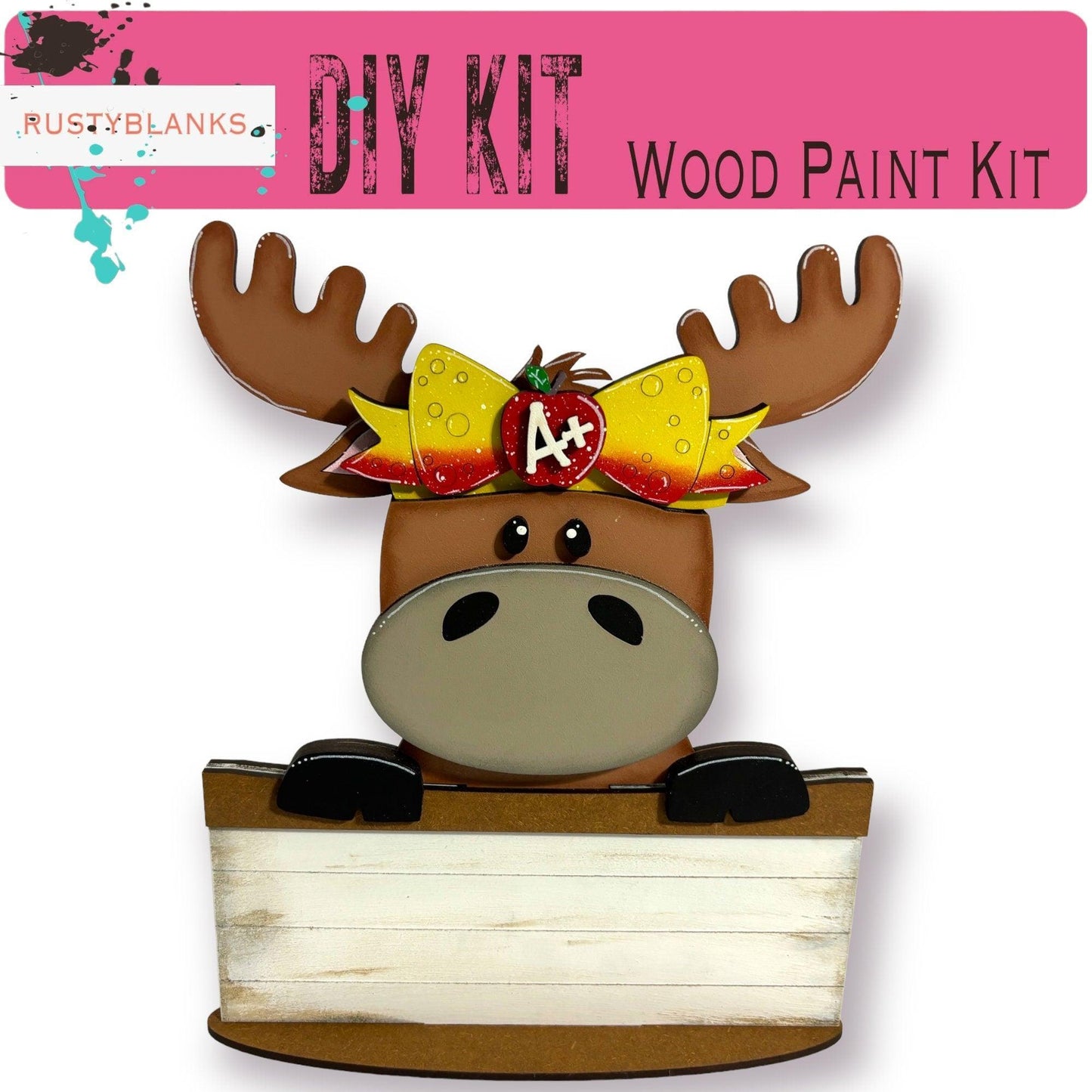 a moose with a bow on it's head