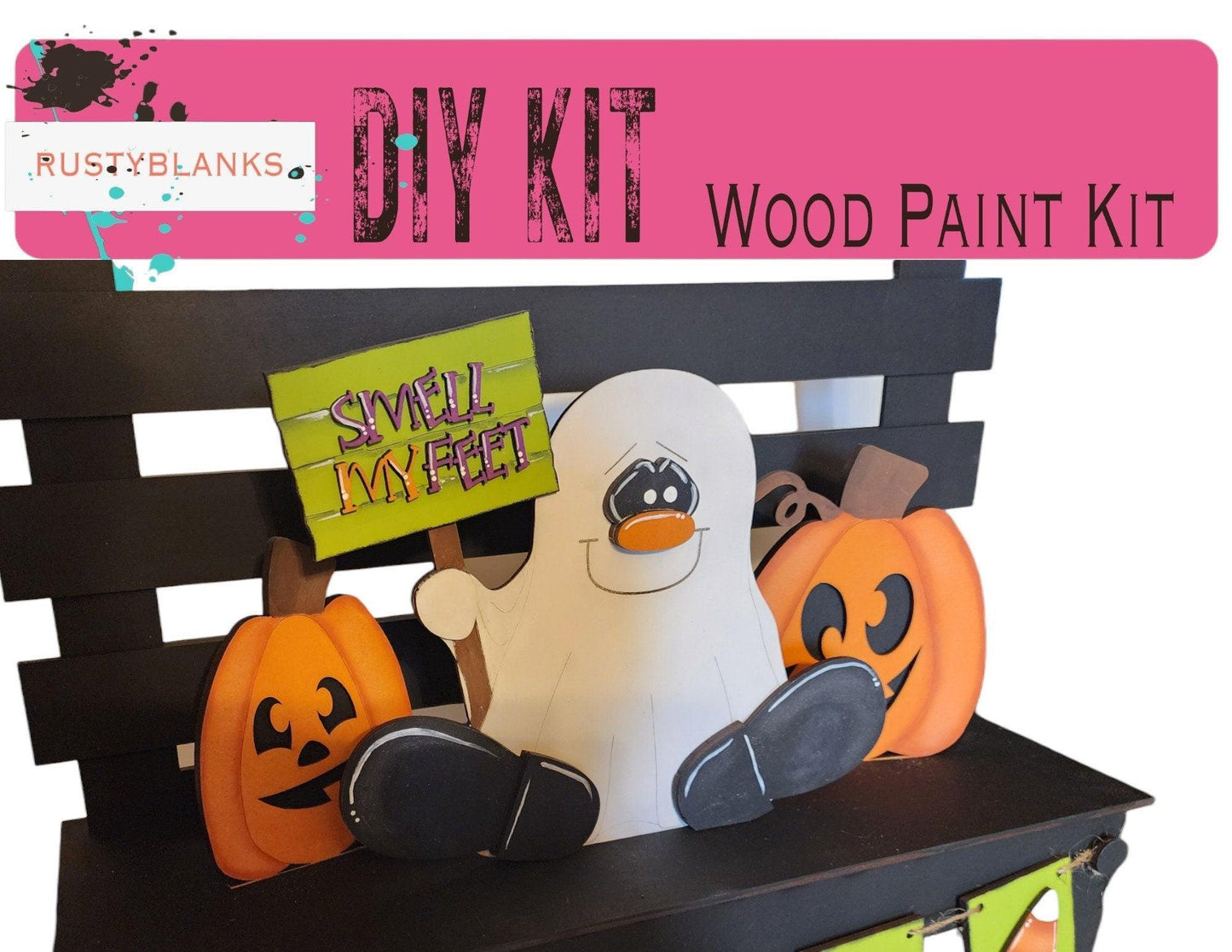 Interchangeable Inserts for Bench Style Display, Smell my Feet Ghost Insert Set RusticFarmhouseDecor