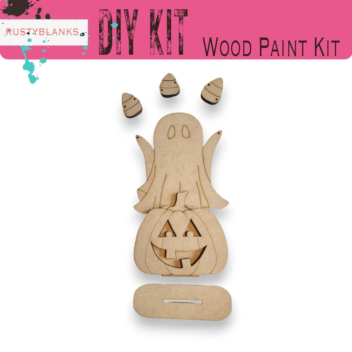 a wooden cutout of an elephant with a jack - o - lantern