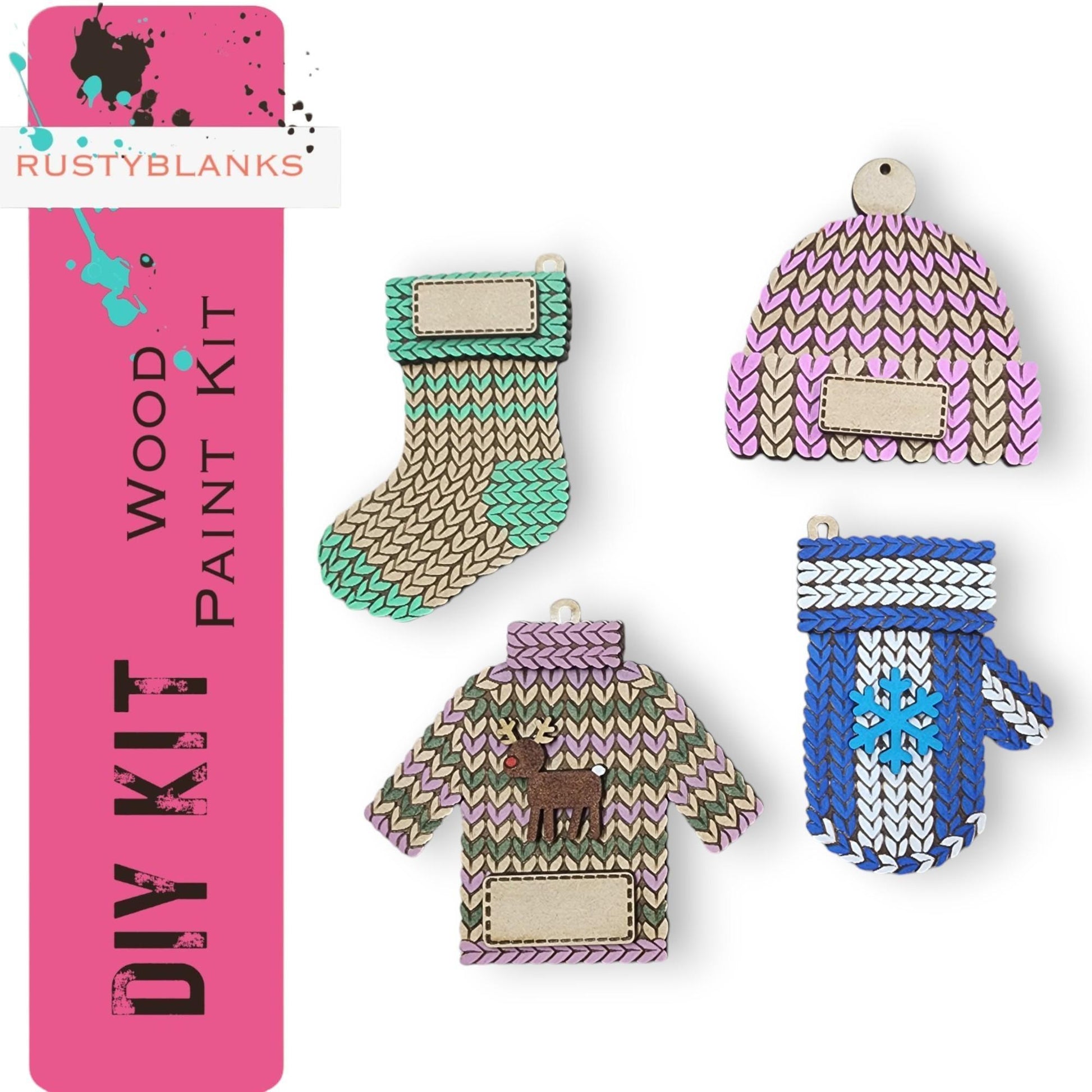 Sweater Ornament, Kids Craft Kit, DIY Wood Blanks, Personalized RusticFarmhouseDecor