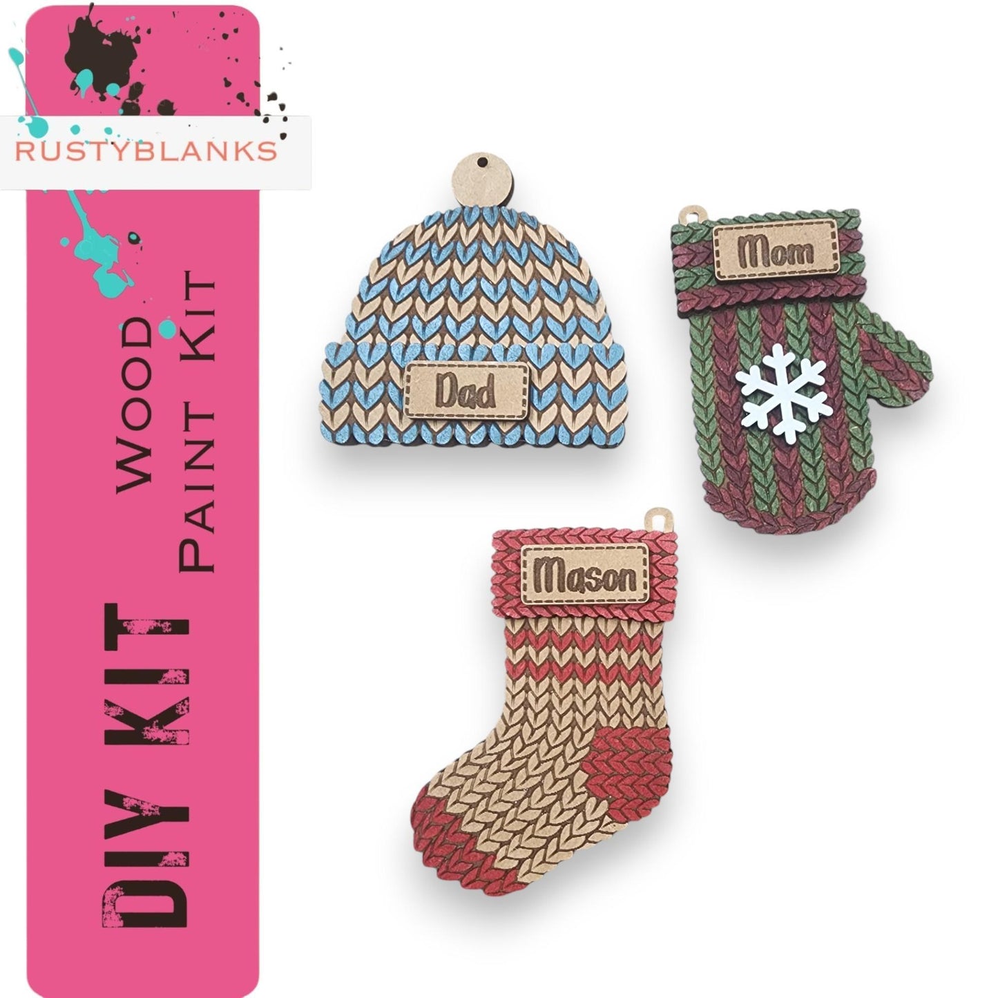 Sweater Ornament, Kids Craft Kit, DIY Wood Blanks, Personalized RusticFarmhouseDecor