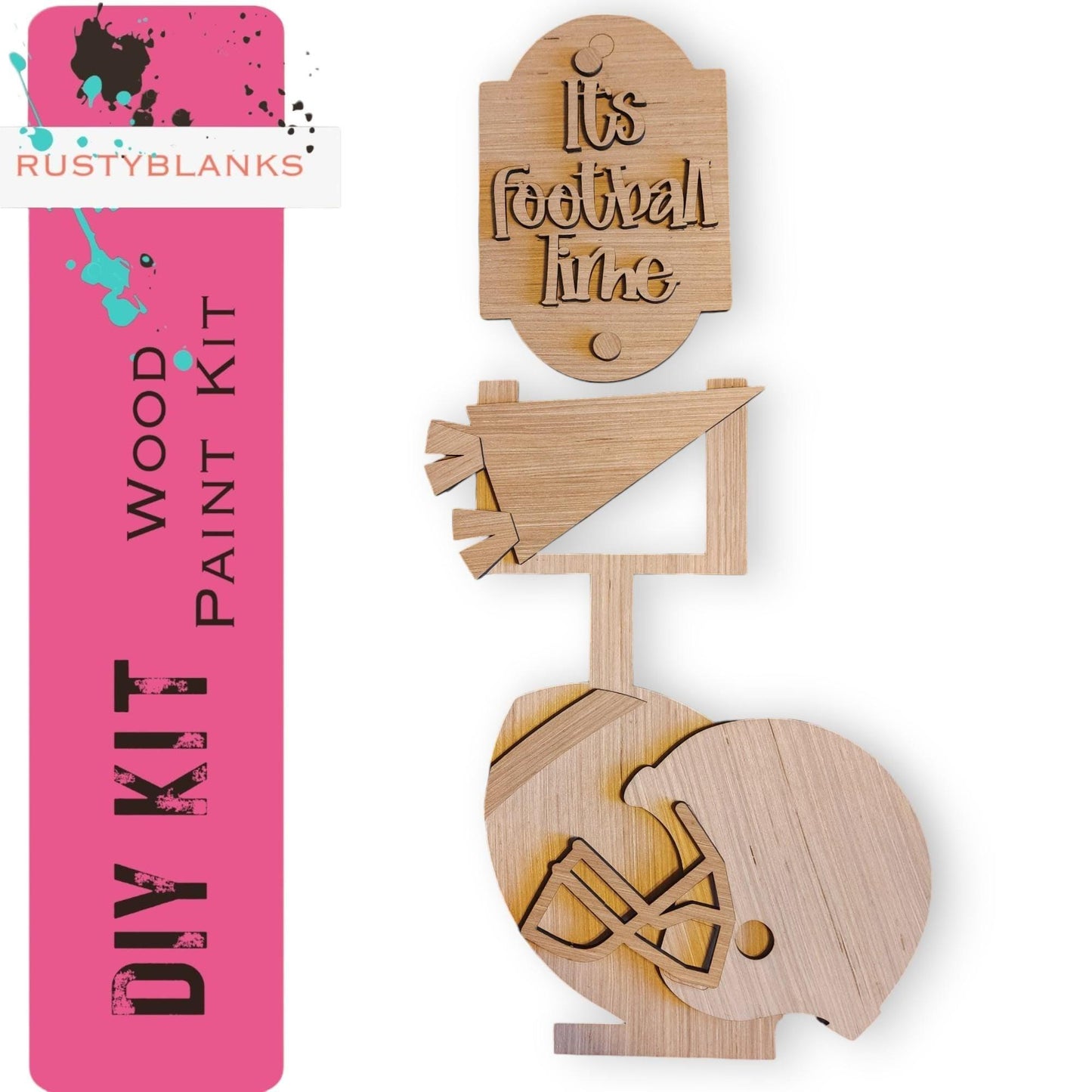 a wooden cutout of an elephant and a sign that says it's football