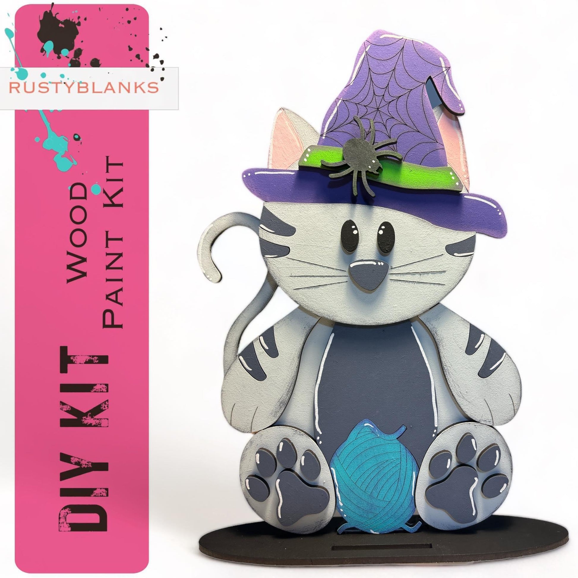 Interchangeable Cat with 13 Seasonal Hats, Insert and tile holder, Season DIY Decor - RusticFarmhouseDecor
