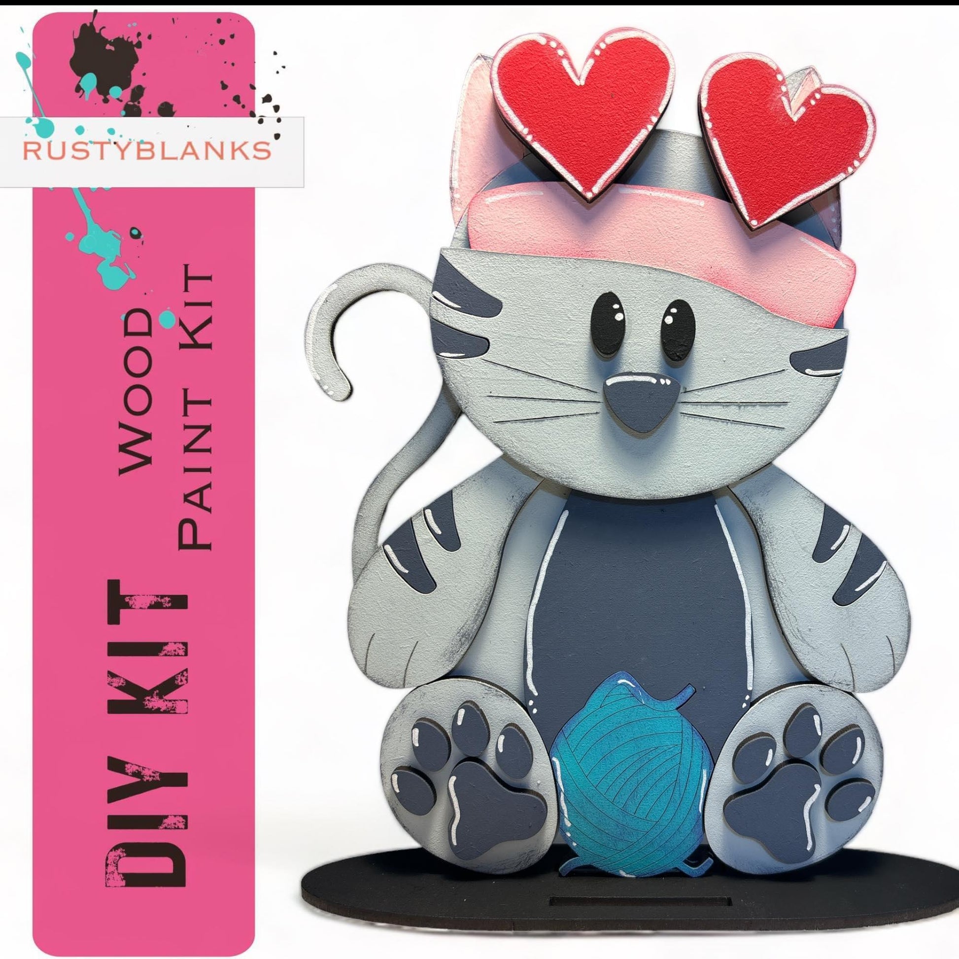 Interchangeable Cat with 13 Seasonal Hats, Insert and tile holder, Season DIY Decor - RusticFarmhouseDecor