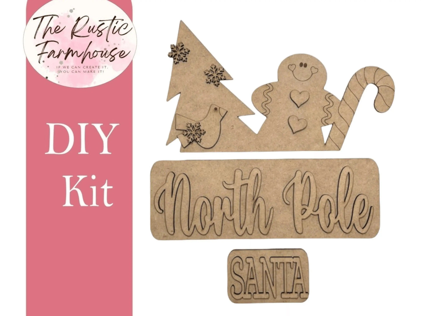 Interchangeable Farmhouse North Pole Insert, Seasonal Truck, DIY Truck Kit, Interchangeable Farmhouse Truck DIY Kit, Breadboard Insert - RusticFarmhouseDecor