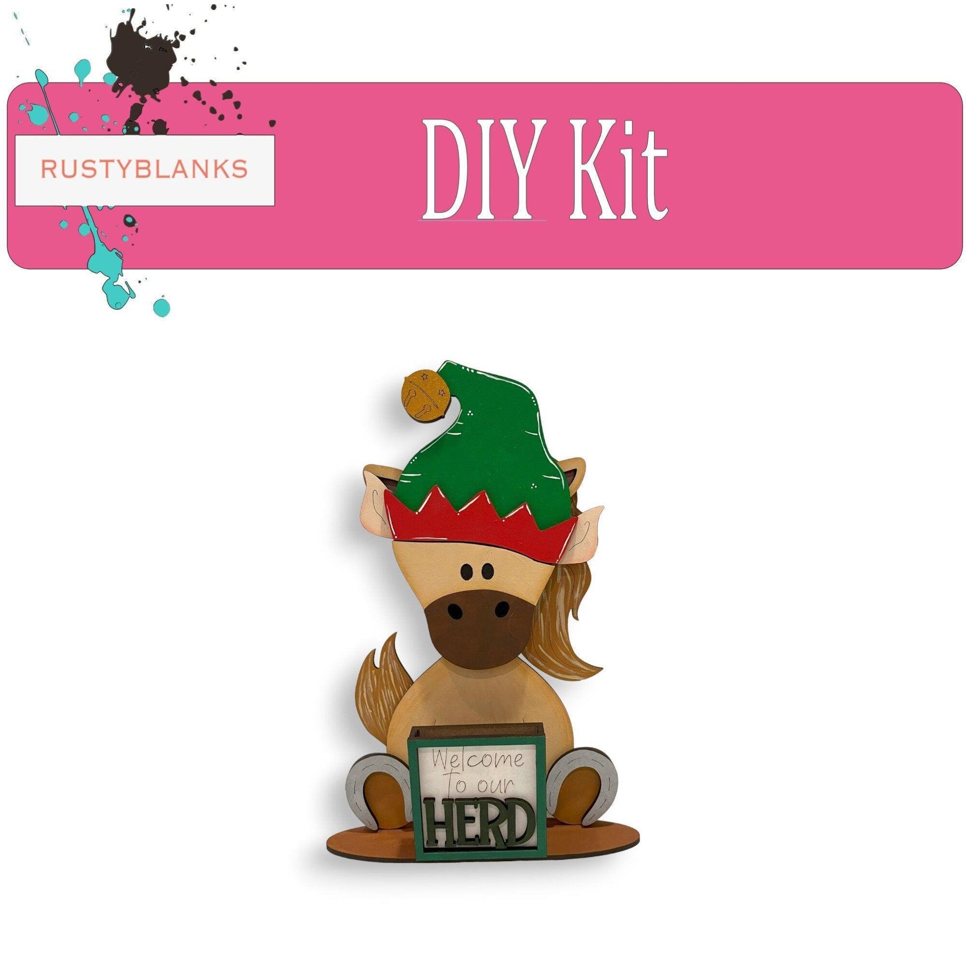 Interchangeable Horse with 11 Seasonal Hats, Insert and tile holder, Season DIY Decor - RusticFarmhouseDecor
