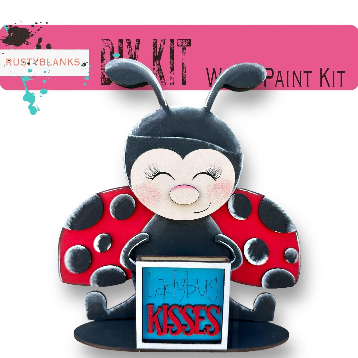 Ladybug with 12 Interchangeable Seasonal Hats, Insert and tile holder, Season DIY Decor - RusticFarmhouseDecor